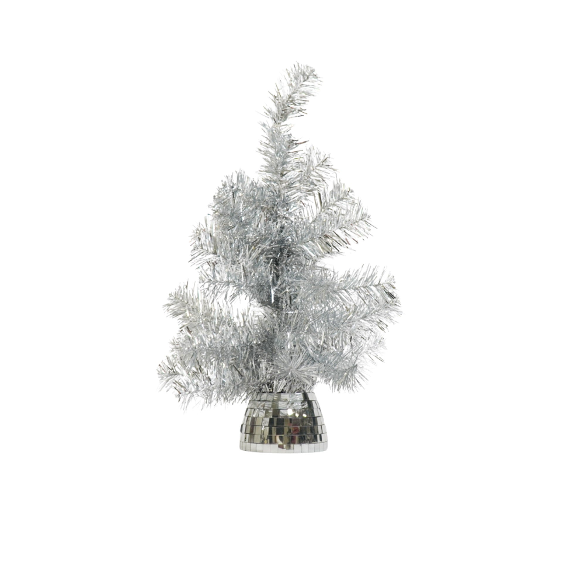 Kunstboom - Kerstboom met led lampjes - Kunststof - Zilver - 50 cm