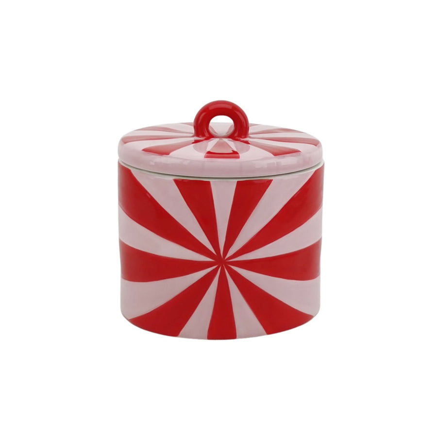 Opbergpot - Swirl - Rood/Roze - Dolomiet -11x11x11,5cm