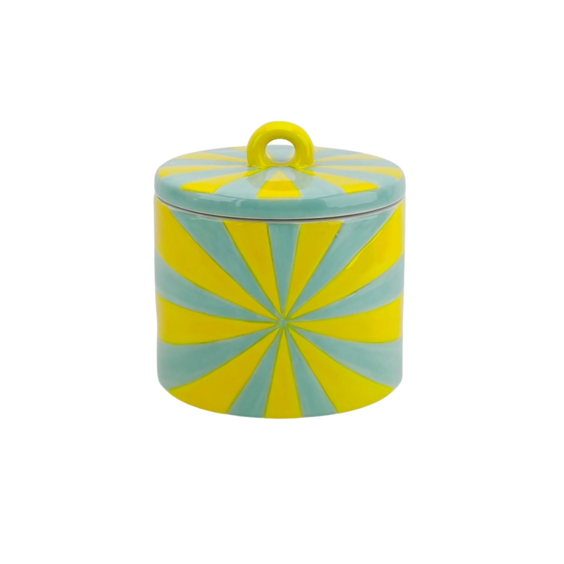 Sierpotje -Swirl- - Dolomiet -  Geel/Mintgroen - 11x11x11,5cm