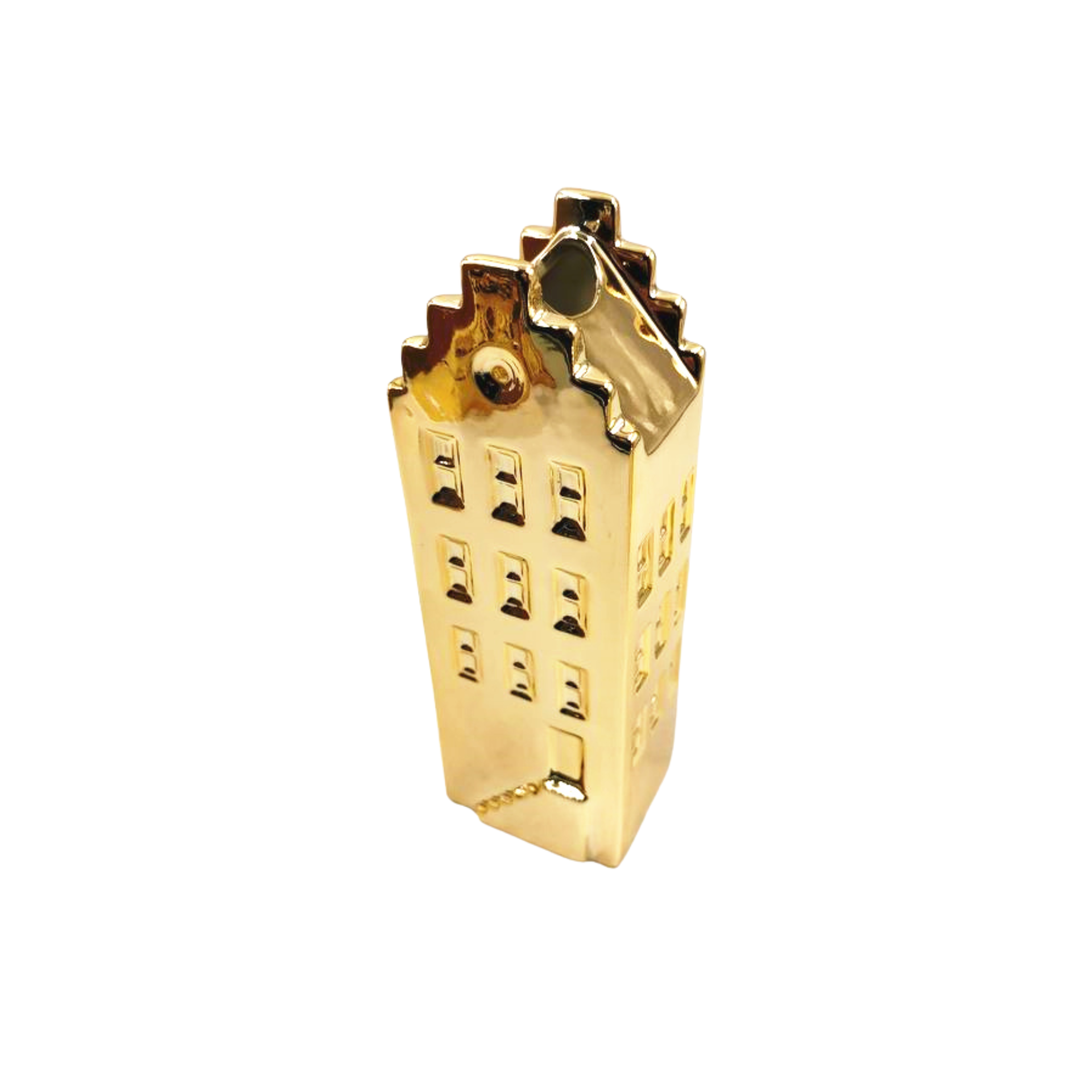 Bloemenvaas - Huis Vaas - Keramiek - Goud - 7,5x6x23 cm