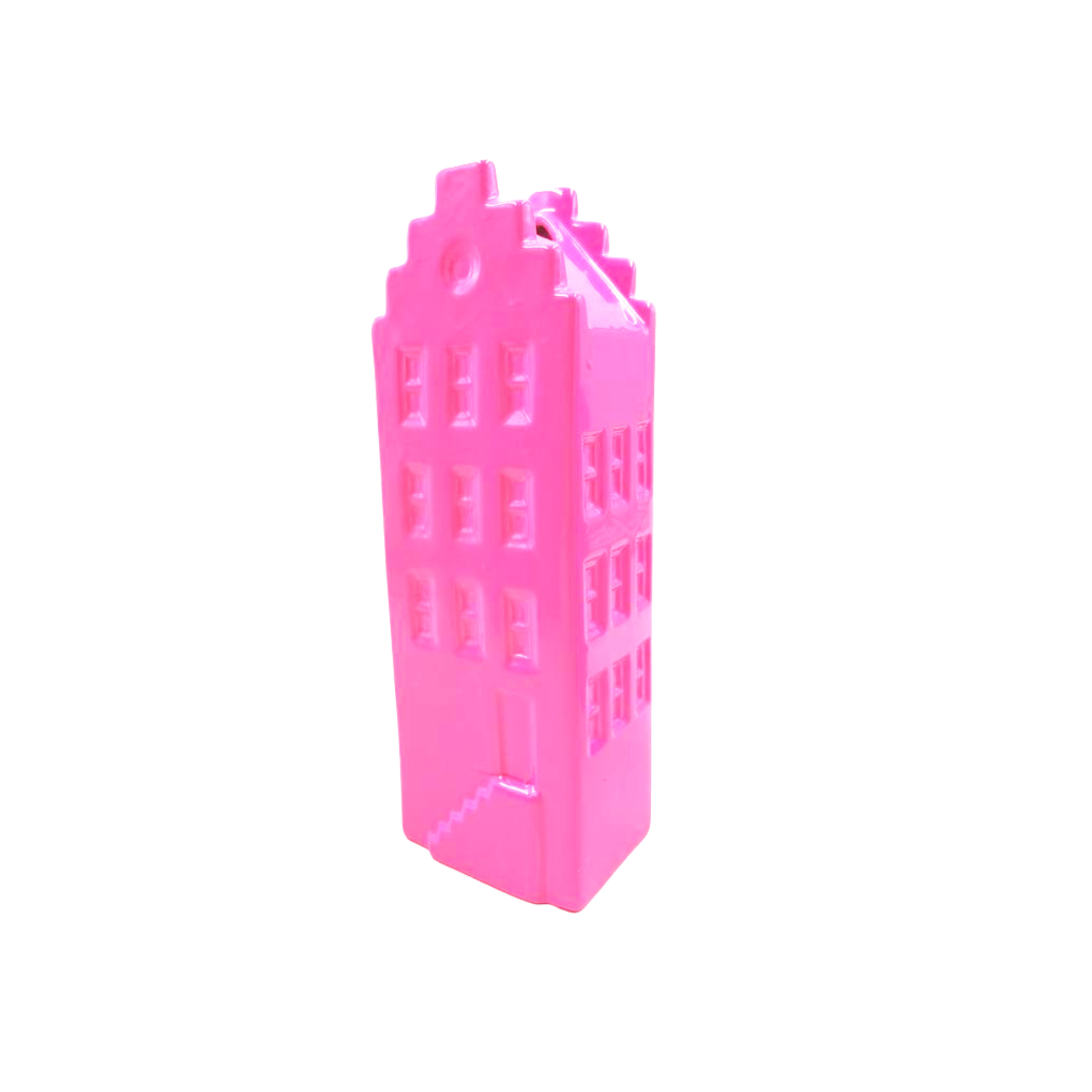 Bloemenvaas- Huis Vaas- Keramiek-Fluor Roze-6x5,5x18 cm