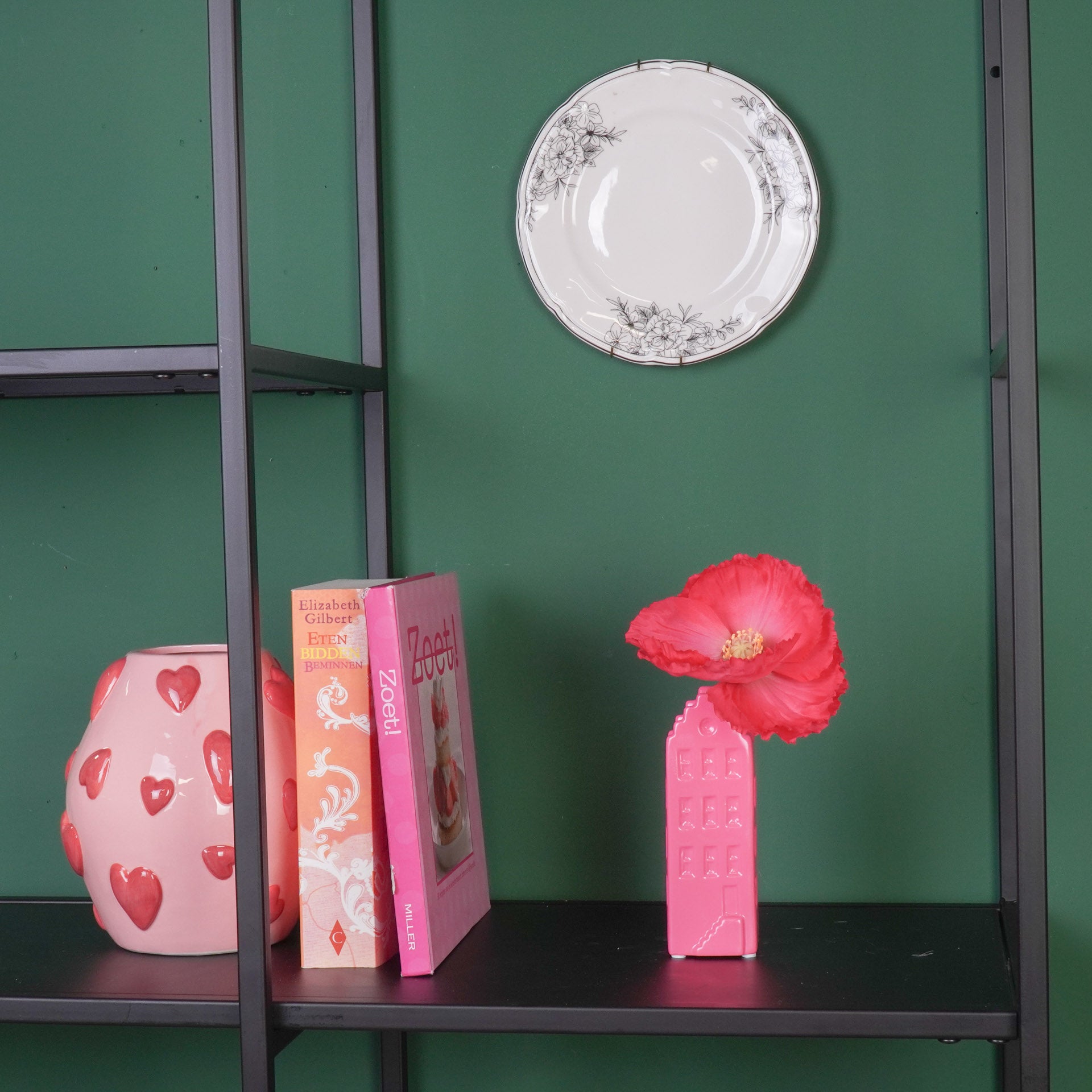 Bloemenvaas- Huis Vaas- Keramiek-Fluor Roze -5x4,5x14,5 cm