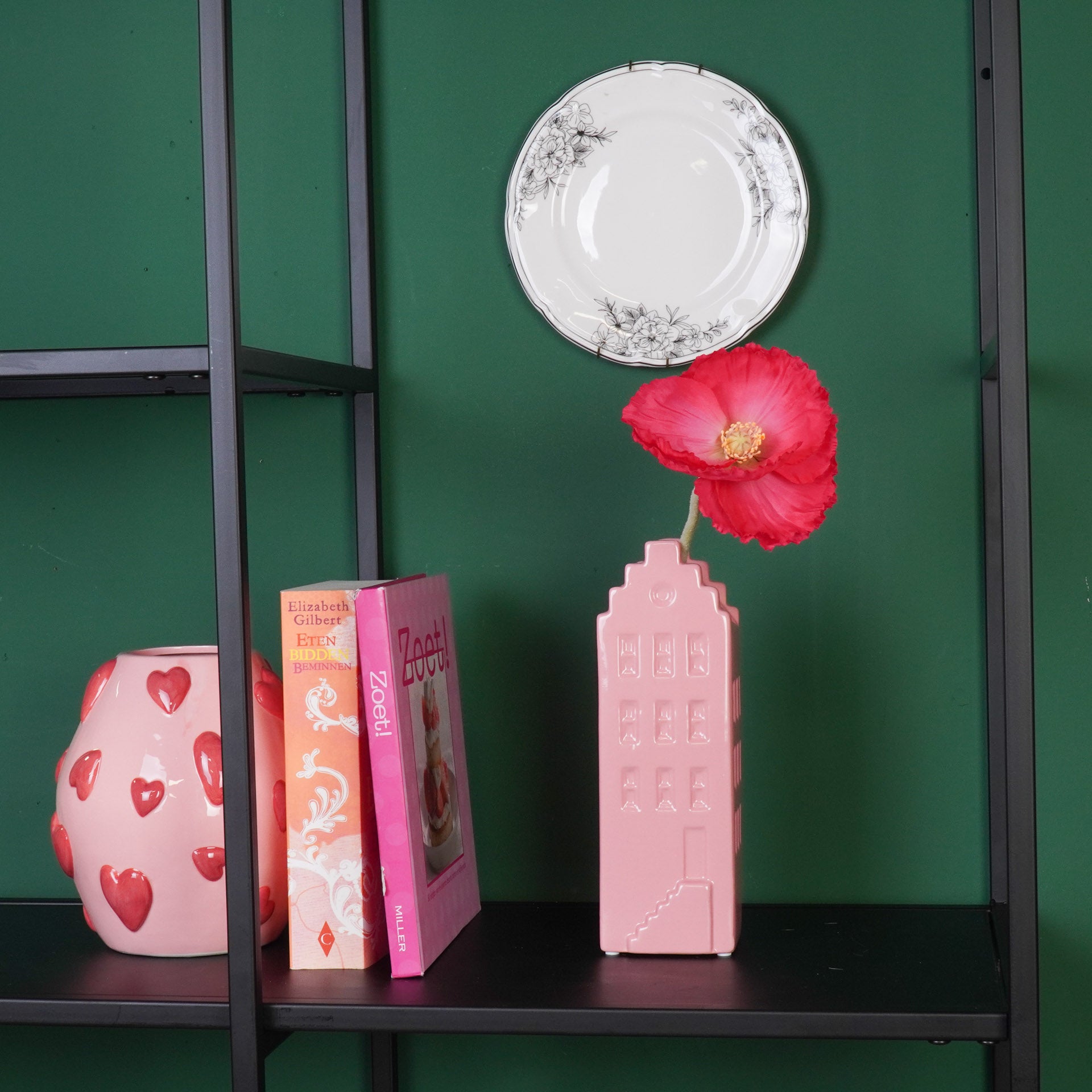 Bloemenvaas- Huis Vaas- Keramiek-Licht Roze- 7,5x6x23 cm