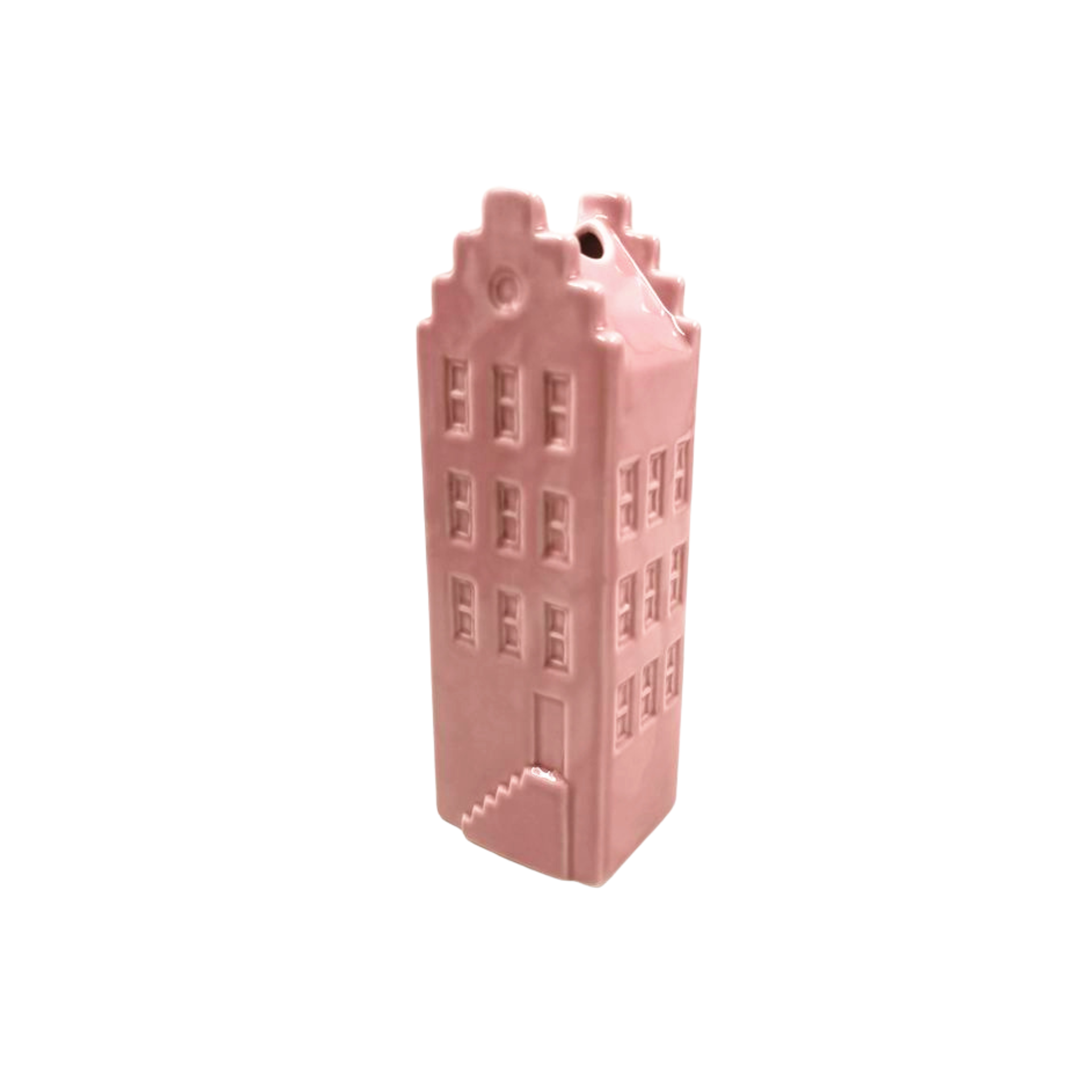 Bloemenvaas- Huis Vaas - Keramiek-Licht  Roze - 6x5,5x18 cm