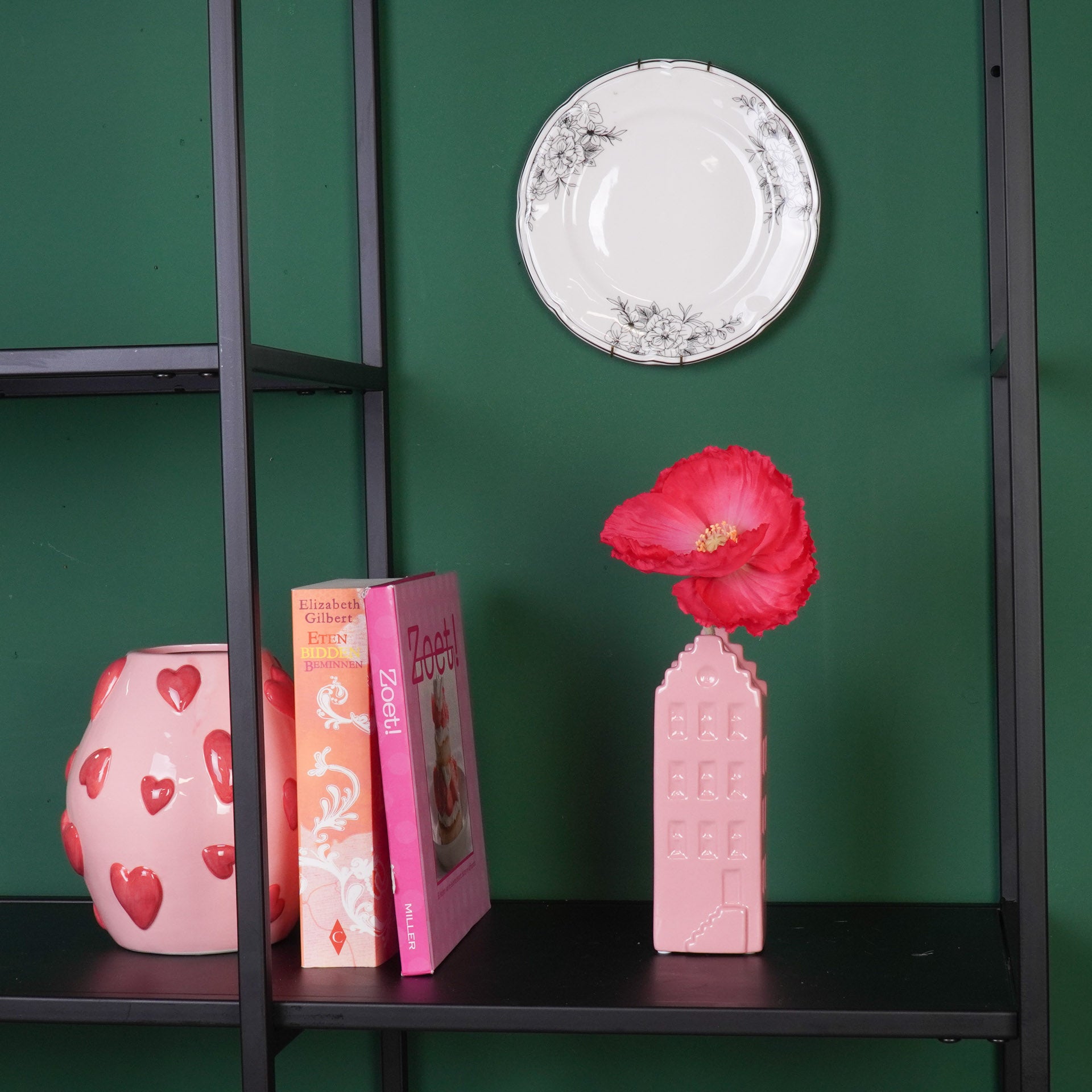 Bloemenvaas- Huis Vaas - Keramiek-Licht  Roze - 6x5,5x18 cm