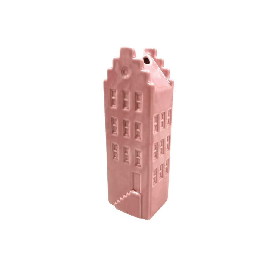 Bloemenvaas- Huis Vaas- Keramiek-Licht Roze- 7,5x6x23 cm