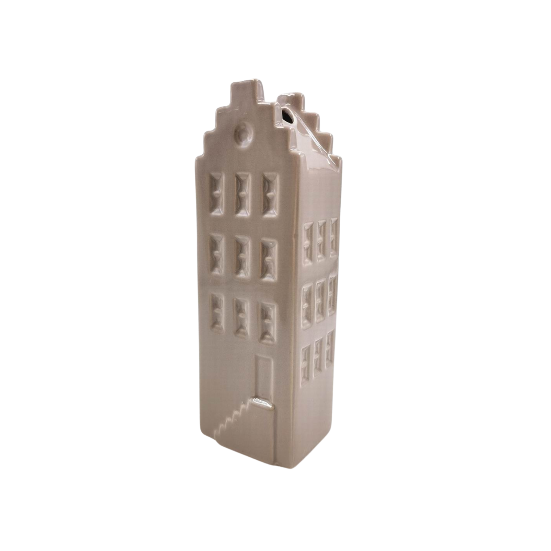 Bloemenvaas - Huis Vaas - Keramiek - Taupe - 6x5,5x18 cm