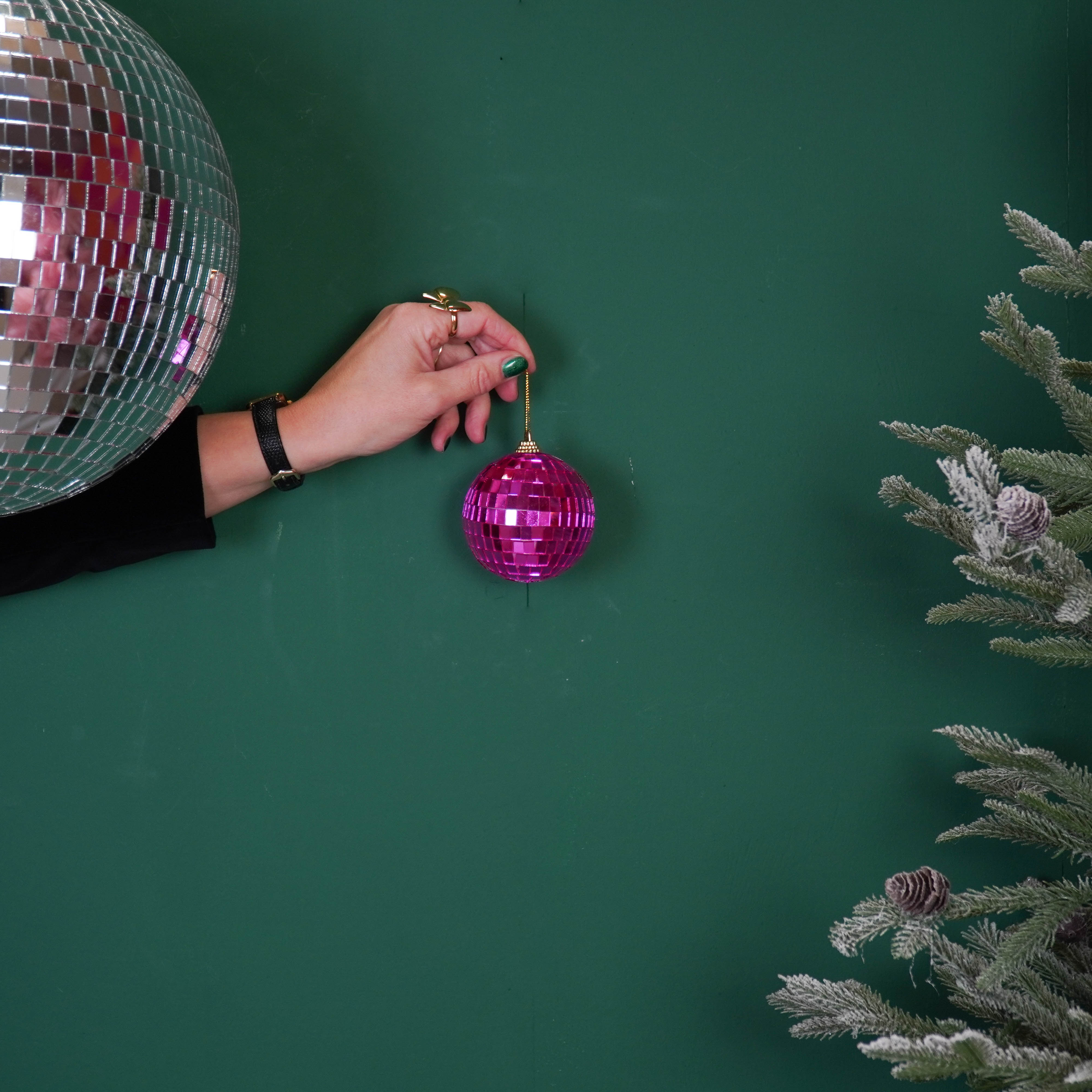 Kerstversiering -  Kersthanger - Discobal - Foam - Roze - 8x8x8cm