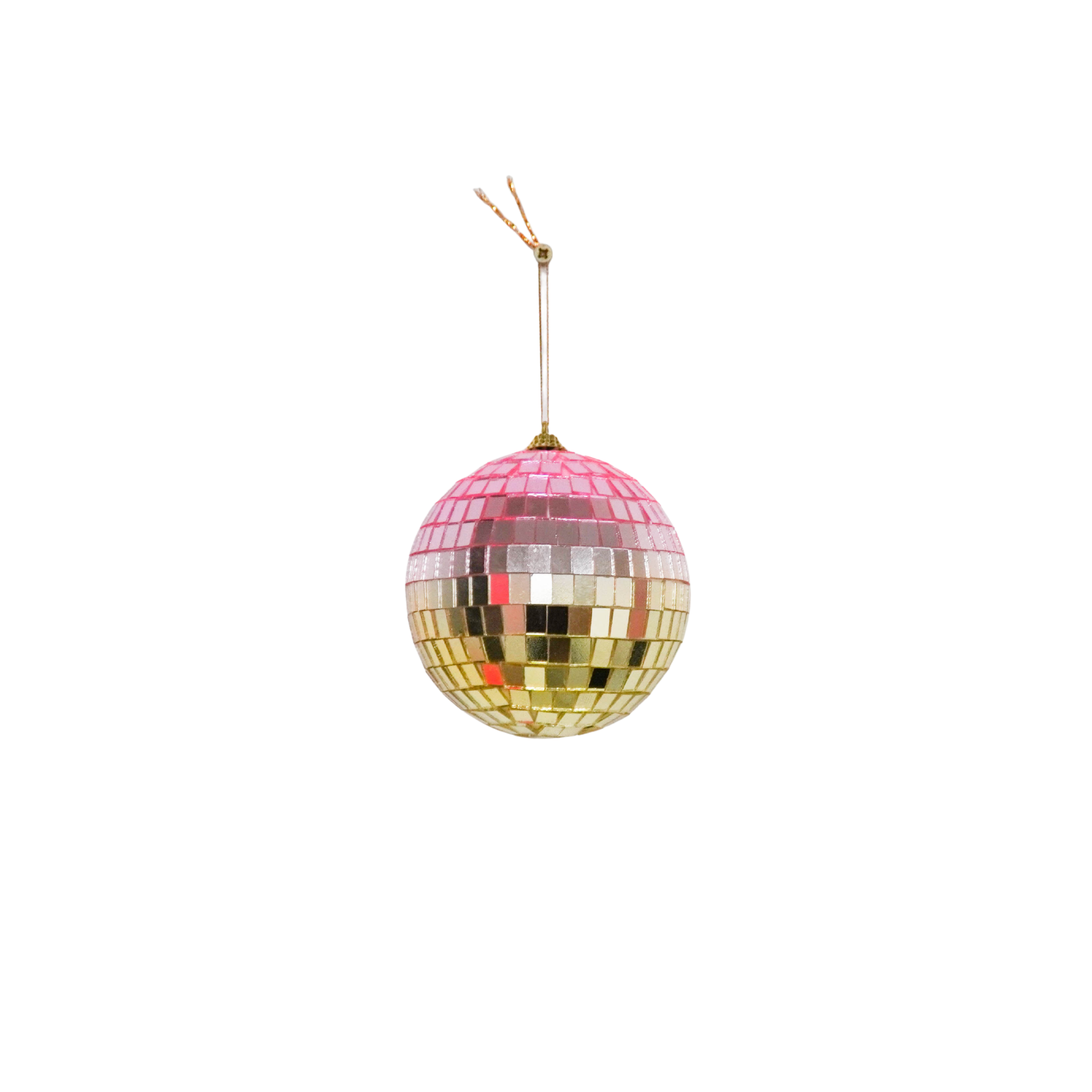 Kerstversiering -  Kersthanger - Discobal - Foam - Roze/Goud - 15x15x15cm