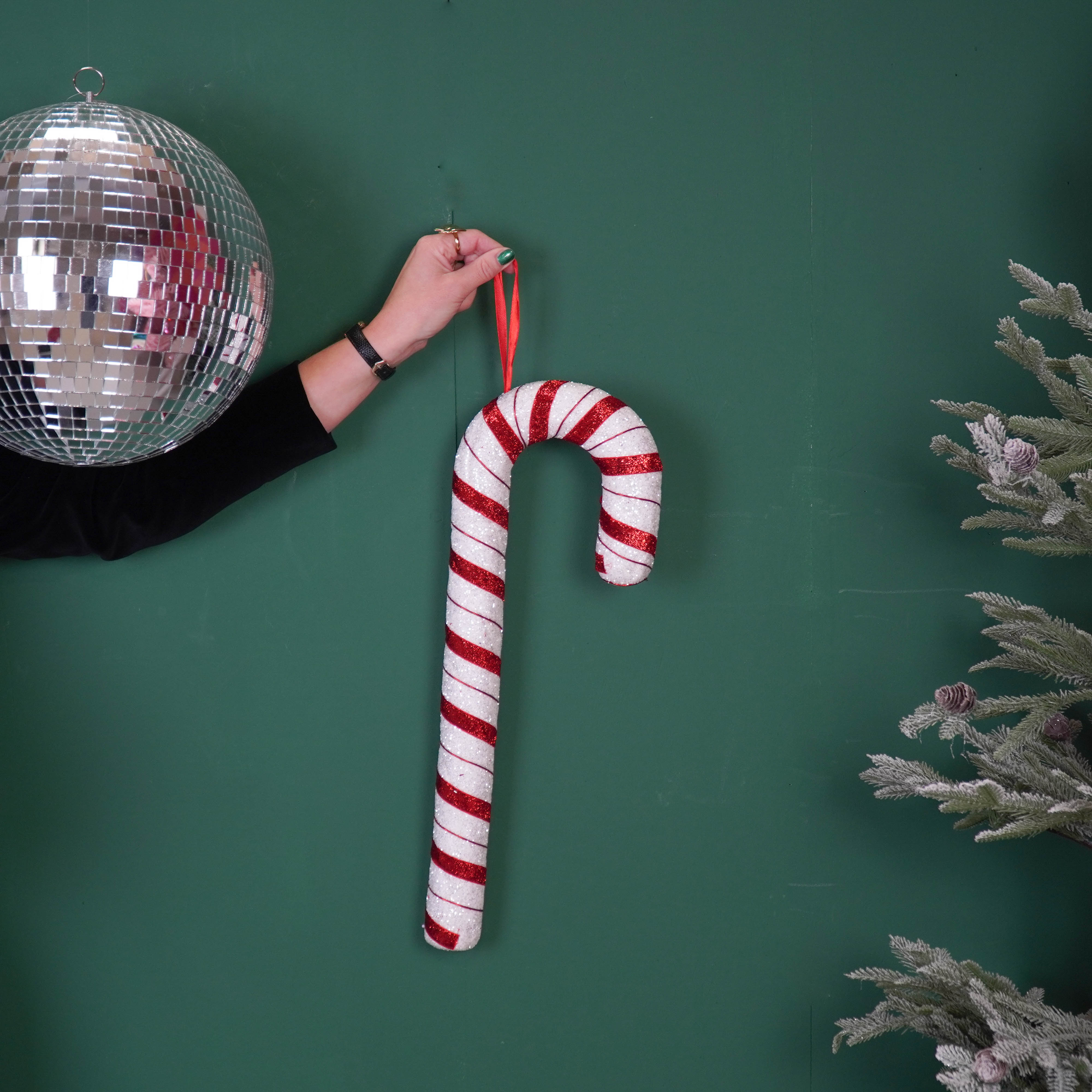 Kerstversiering - Zuurstok - Wit/Rood - Foam -  52cm