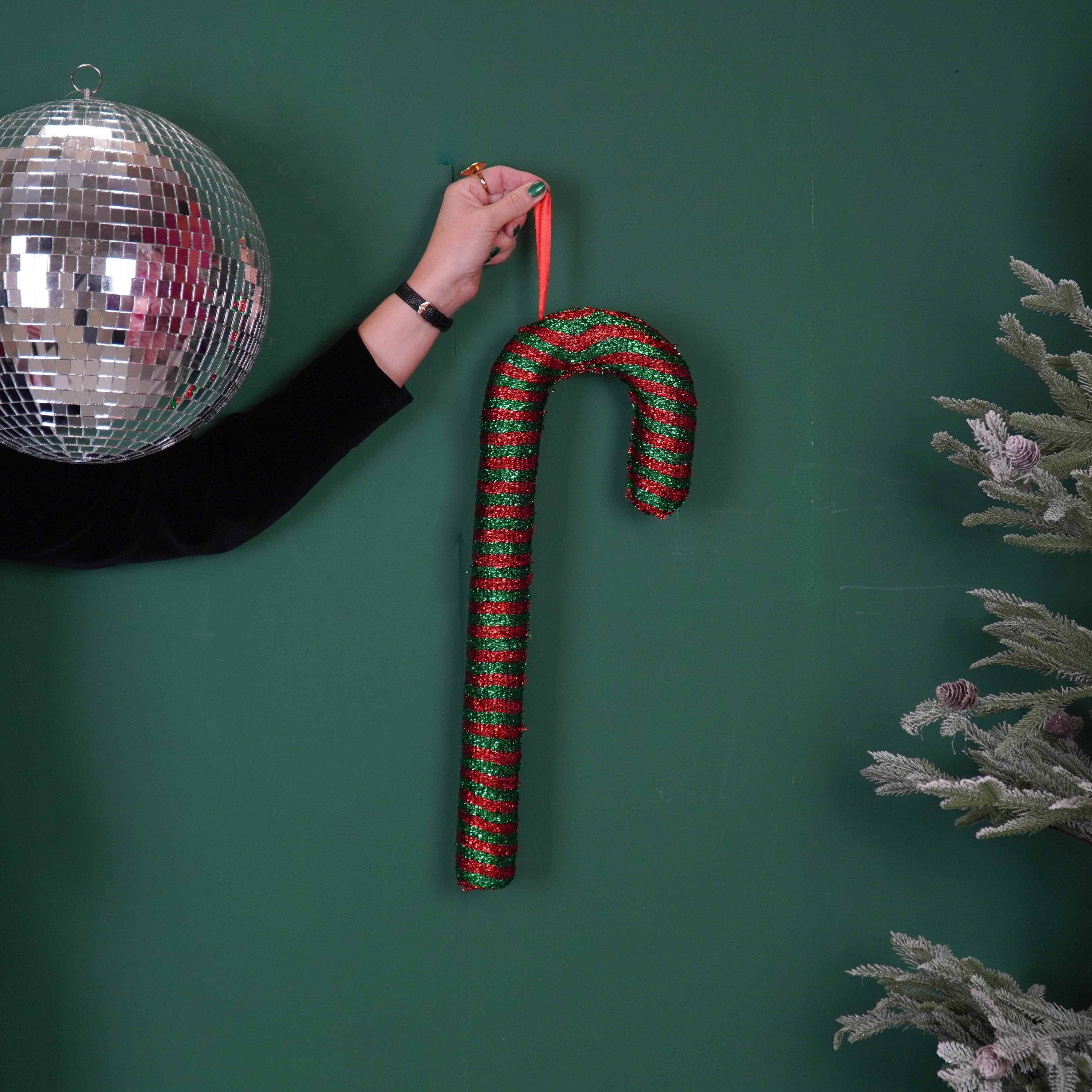 Kerstversiering - Zuurstok - Groen/ Rood -  Foam -  52 cm