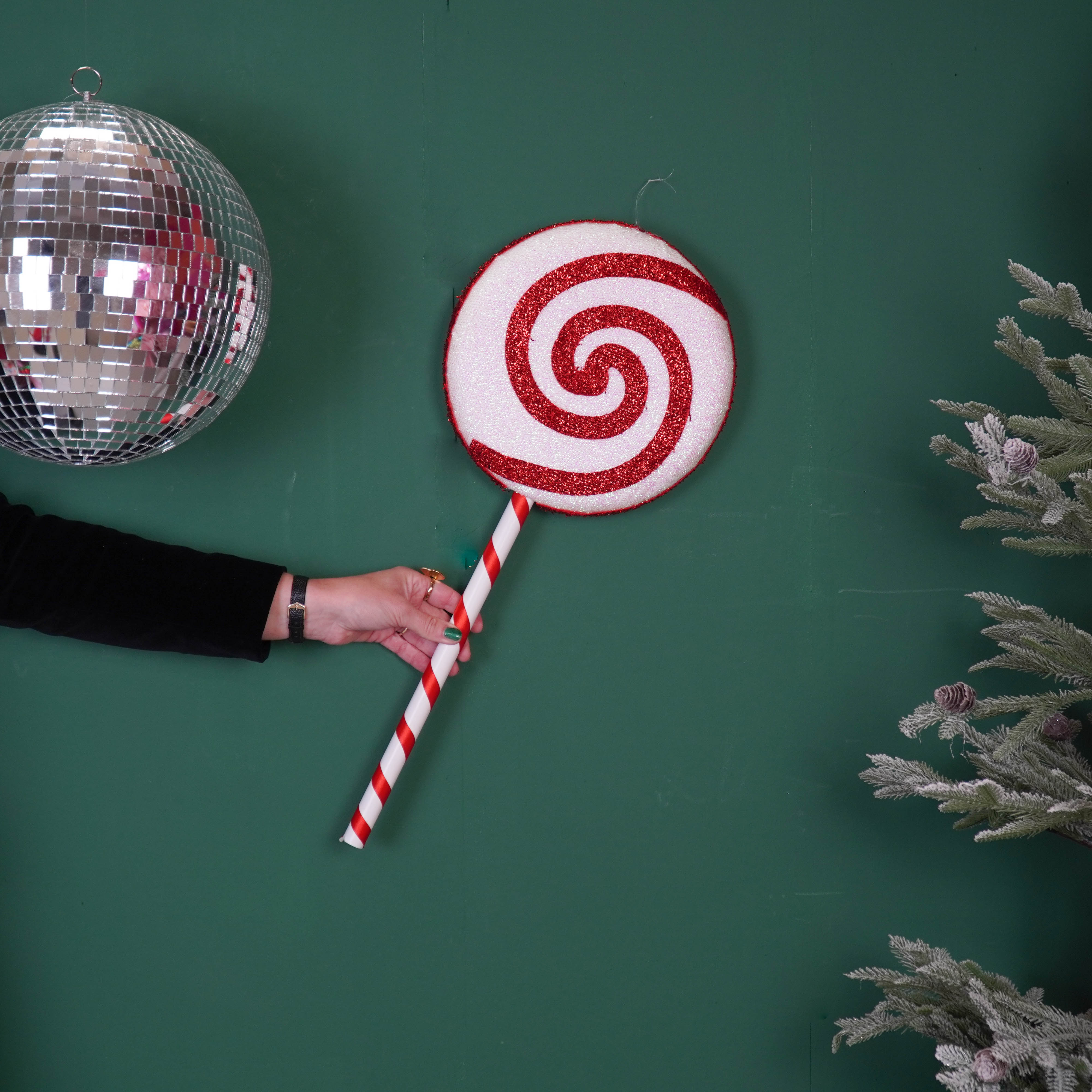 Kerstversiering - Lolly - Wit/ Rood -  Foam -  25x63cm