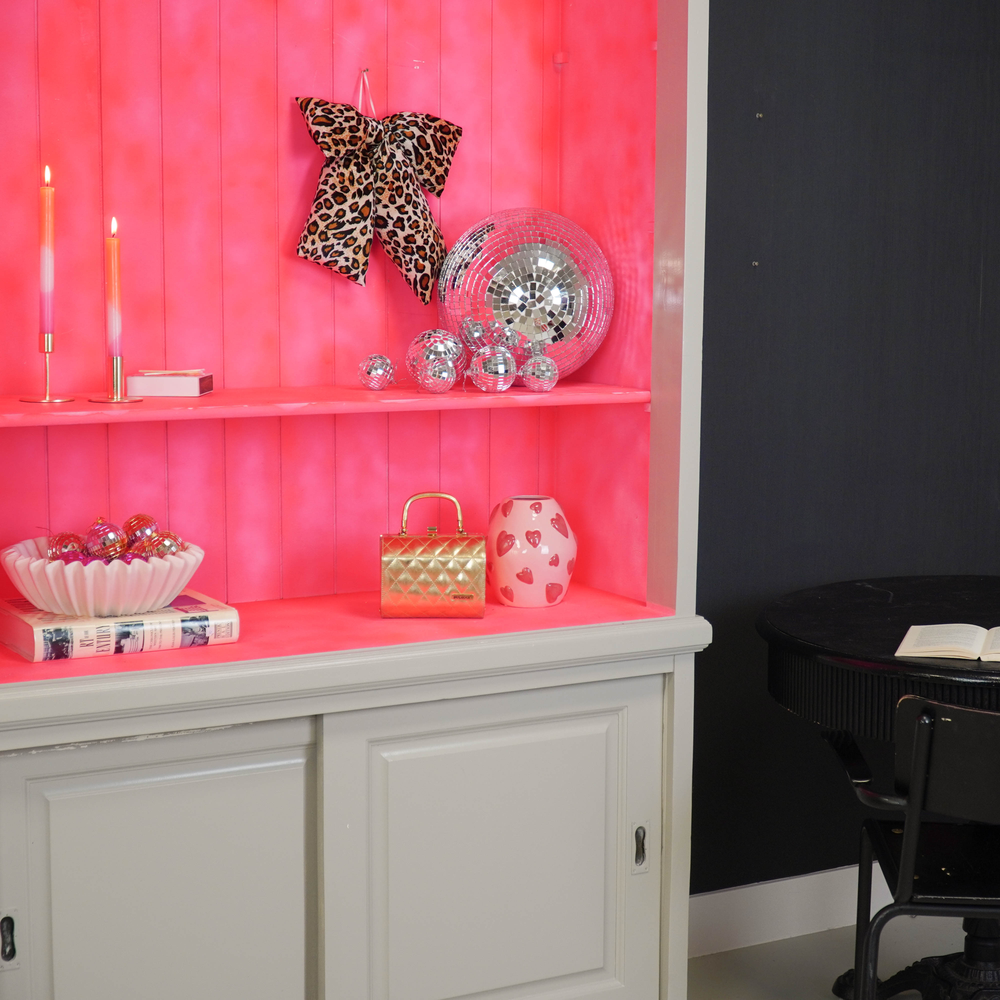 Kerst Decoratie - Strik - Panter  - Fluweelachtig -  32x40cm