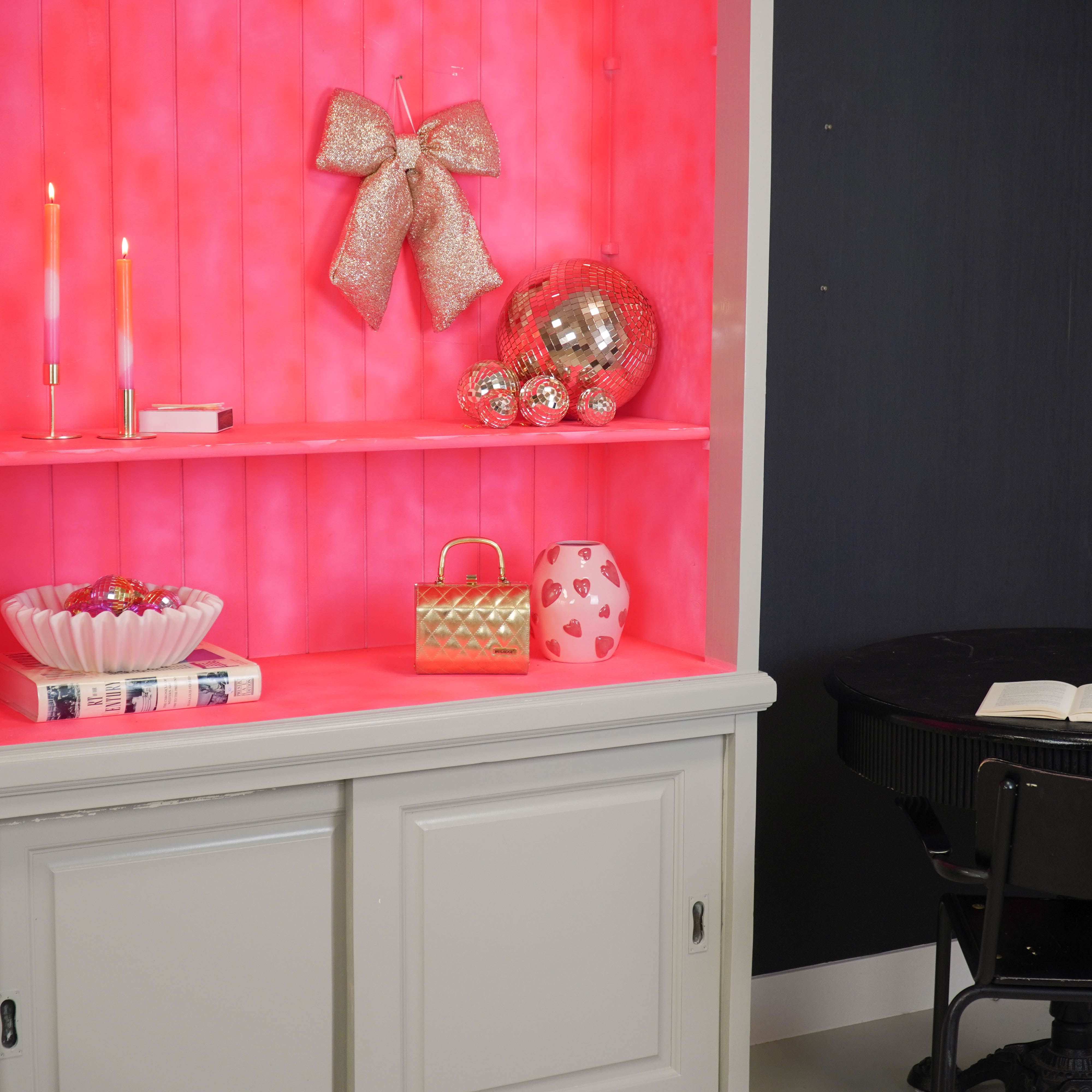 Kerst Decoratie - Strik - Goud - Glitter Stof - 32x40cm