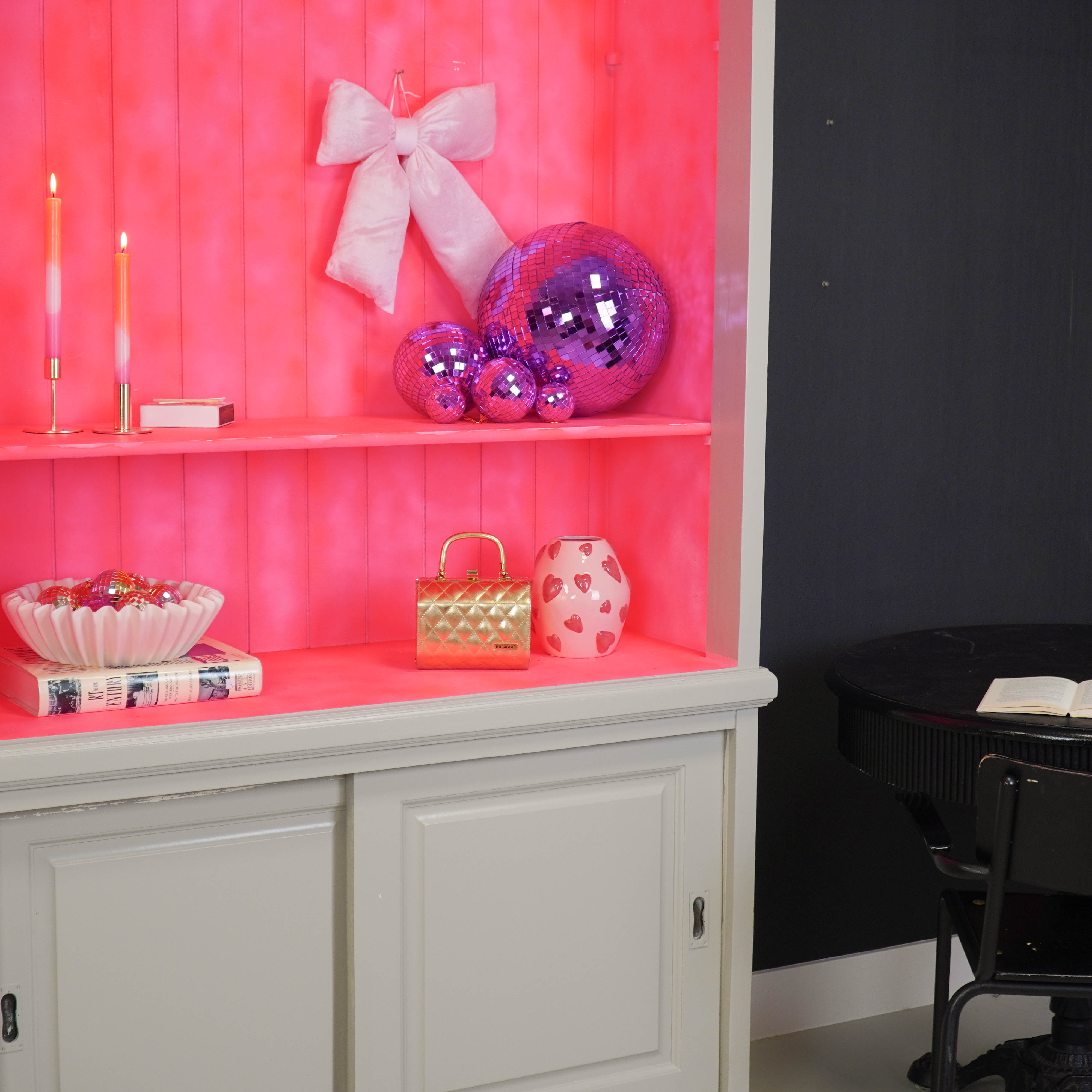 Kerst Decoratie - Strik - Licht Roze - Fluweelachtig -   32x40cm