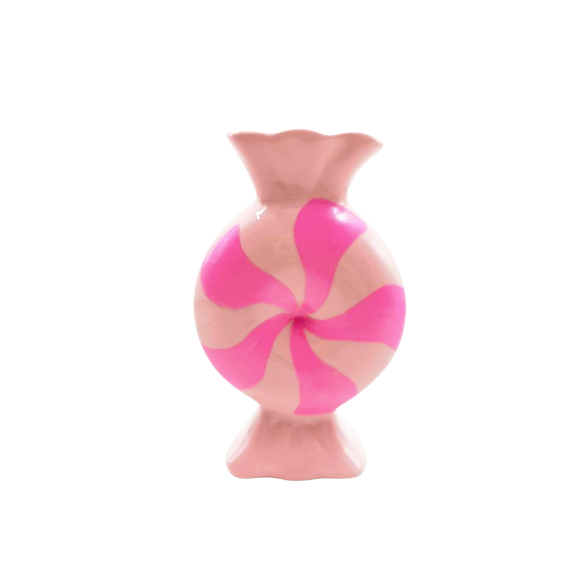 Bloemenvaas- Toffee snoepje- Keramiek- Roze/ Fluor- 12x6,5x20cm