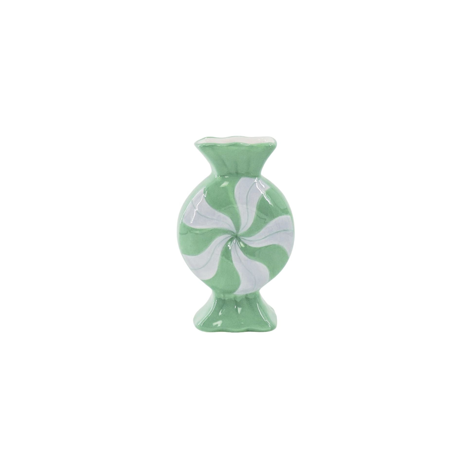 Bloemenvaas- Toffee snoepje- Keramiek- Lila/ Mint- 12x6,5x20cm