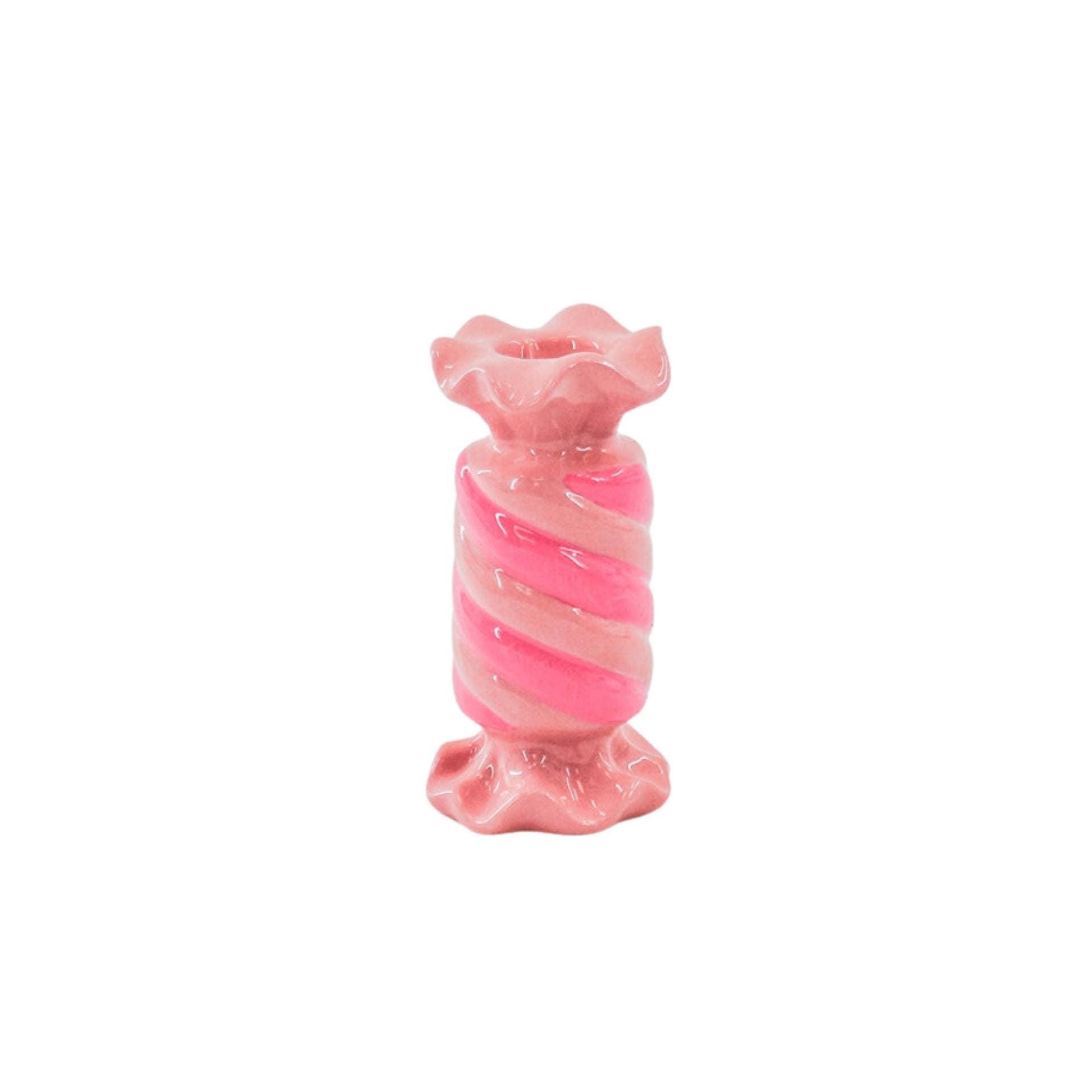 Kandelaar-Toffee Snoepje Kaarshouder- Keramiek-Roze/ Neon-7,5x7,5x13 cm