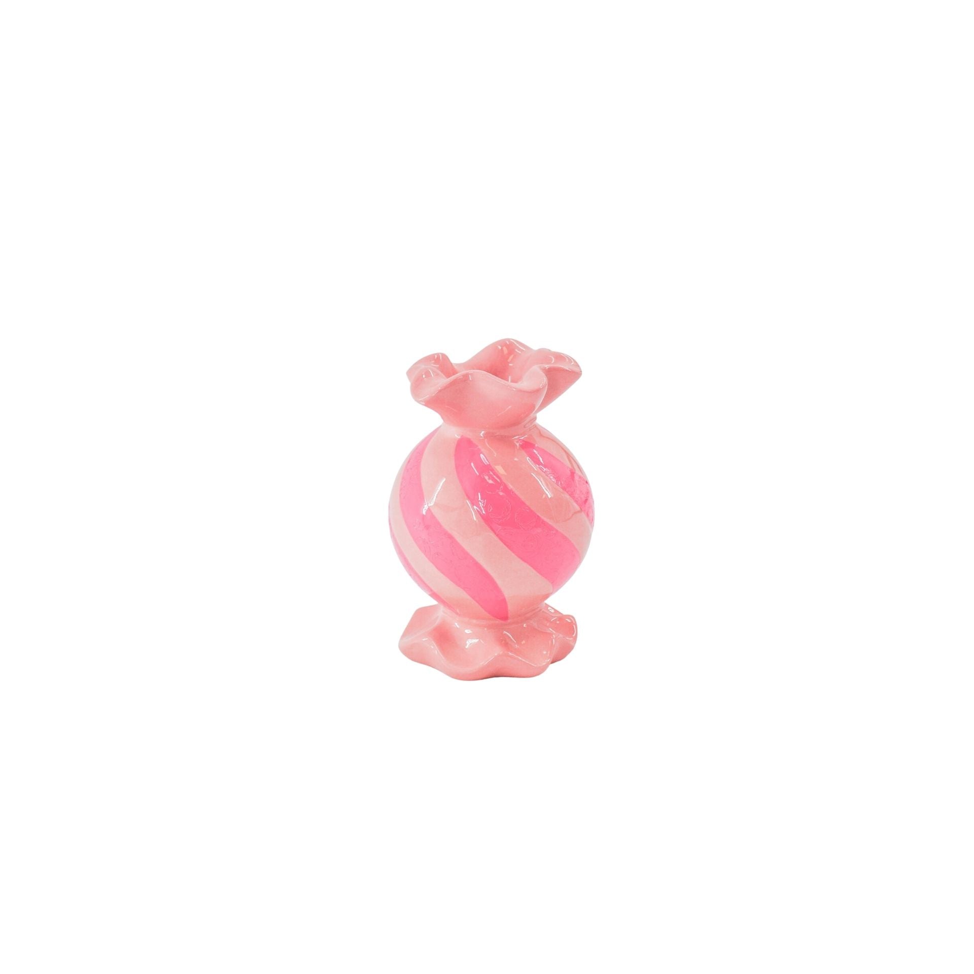 Kandelaar-Rond Toffee Snoepje Kaarshouder- Keramiek-Roze/ Neon-8,5x8,5x13 cm