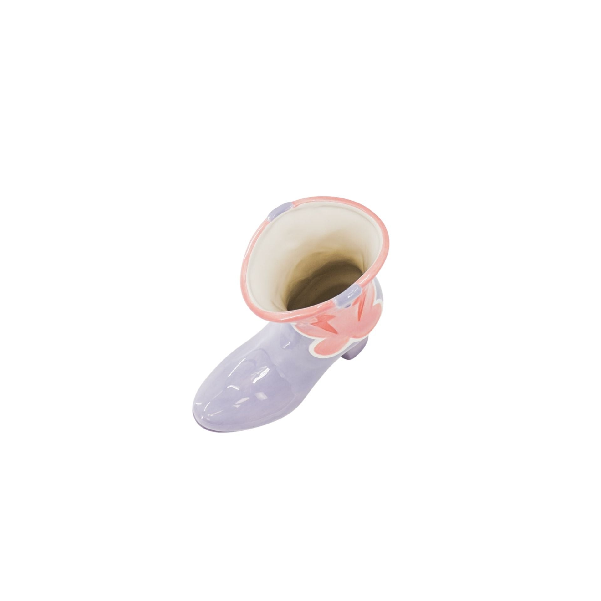 Bloemenvaas- Laars Vaas- Keramiek-Roze/ Lila- 16,5x10,5x26,5cm