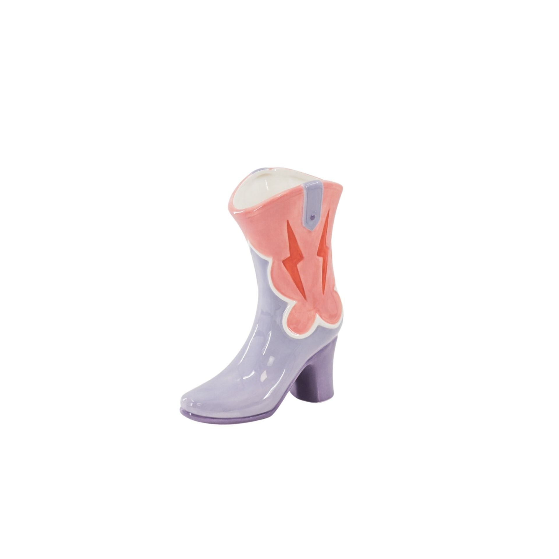 Bloemenvaas- Laars Vaas- Keramiek-Roze/ Lila- 16,5x10,5x26,5cm