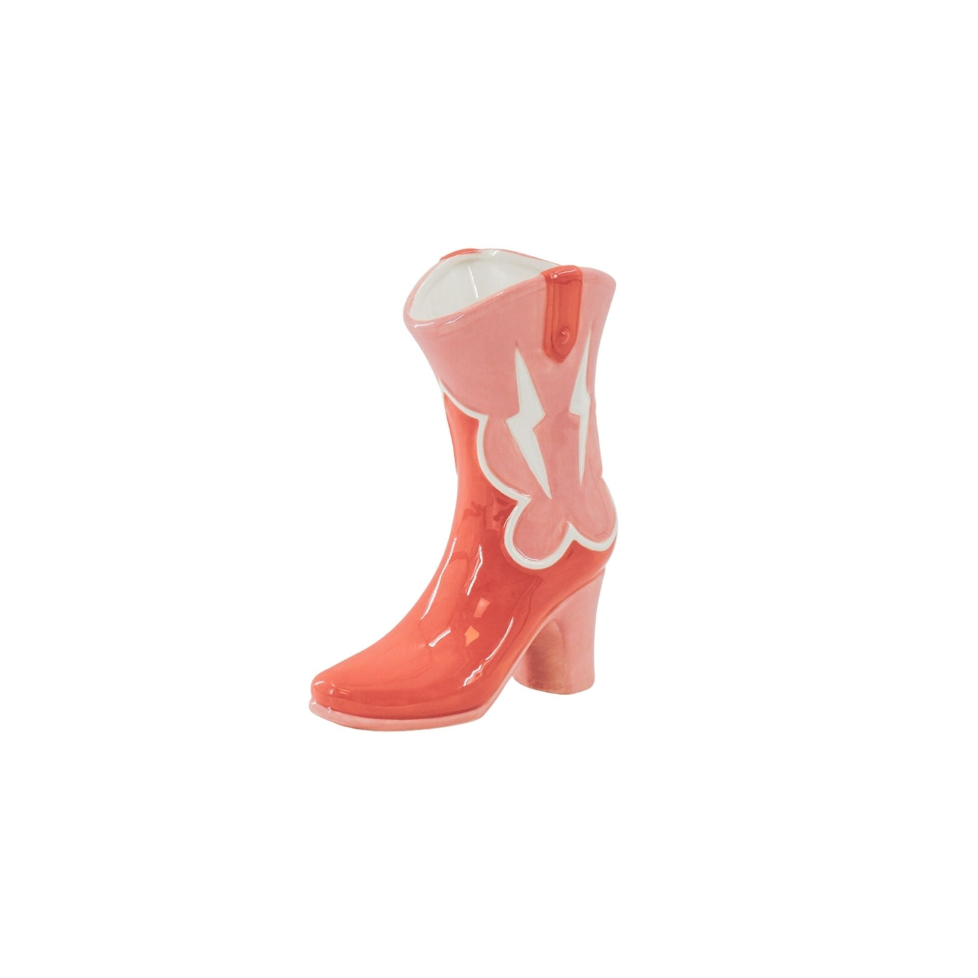 Bloemenvaas - Laars Vaas- Keramiek-Roze/Oranje- 16,5x10.5x26,5cm