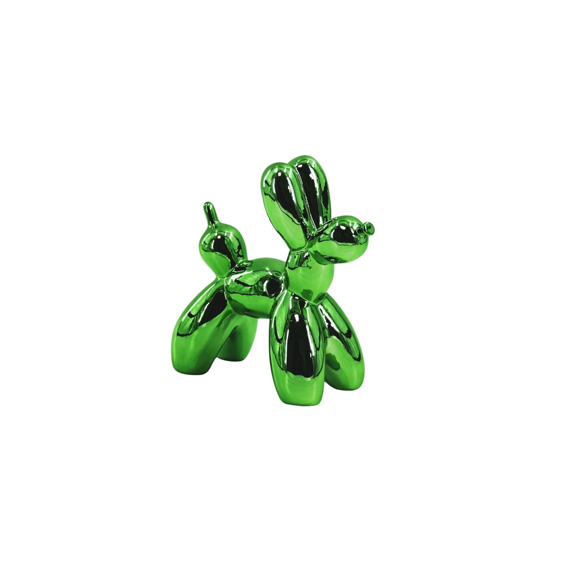 Ornament- Balloon Dog Statue- Ceramic- Metallic Green- 20x9x19 cm