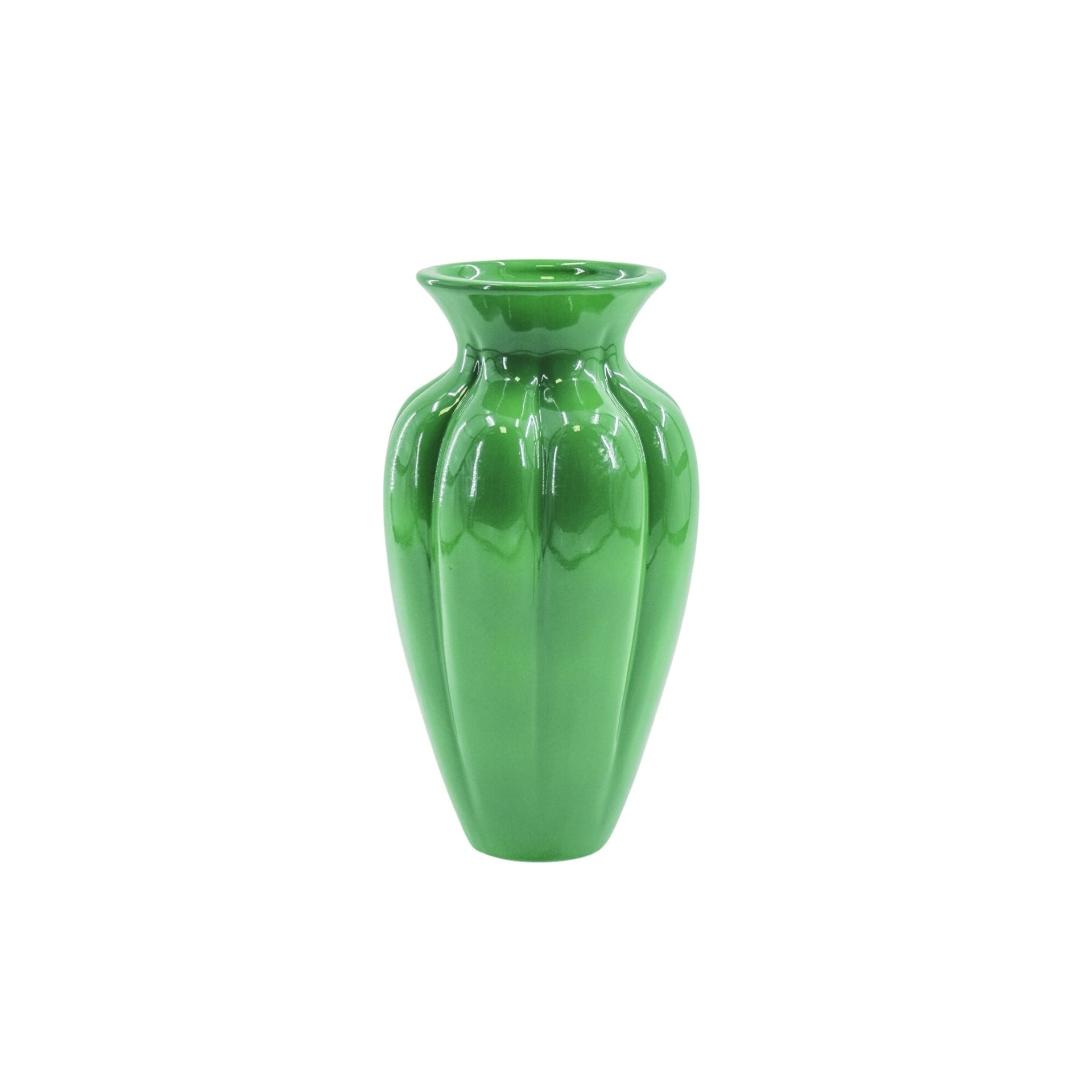 Bloemenvaas- Geplooide Vaas- Keramiek -Groen- 16,5x16,5x29,5cm