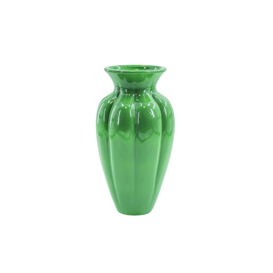 Bloemenvaas- Geplooide Vaas- Keramiek -Groen- 16,5x16,5x29,5cm