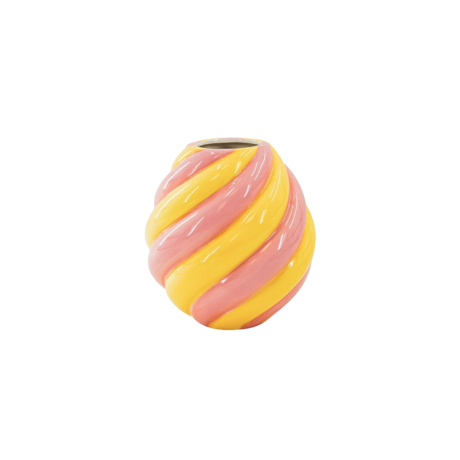 Bloemenvaas- Swirl Vaas- Keramiek- Geel/Lichtroze- 20x20x21,5 cm
