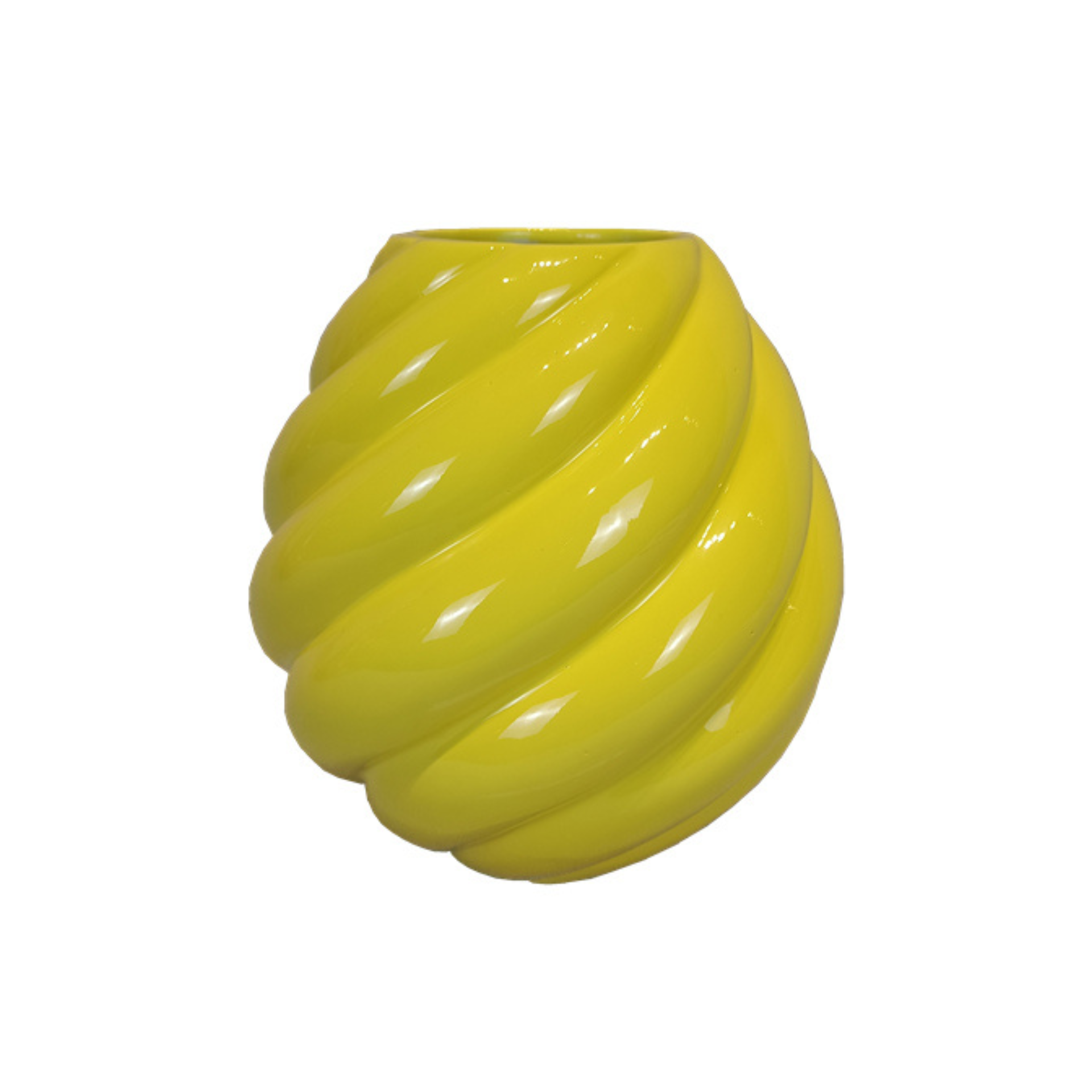 Bloemenvaas - Swirl Vaas - Keramiek - Geel- 20x20x21,5 cm