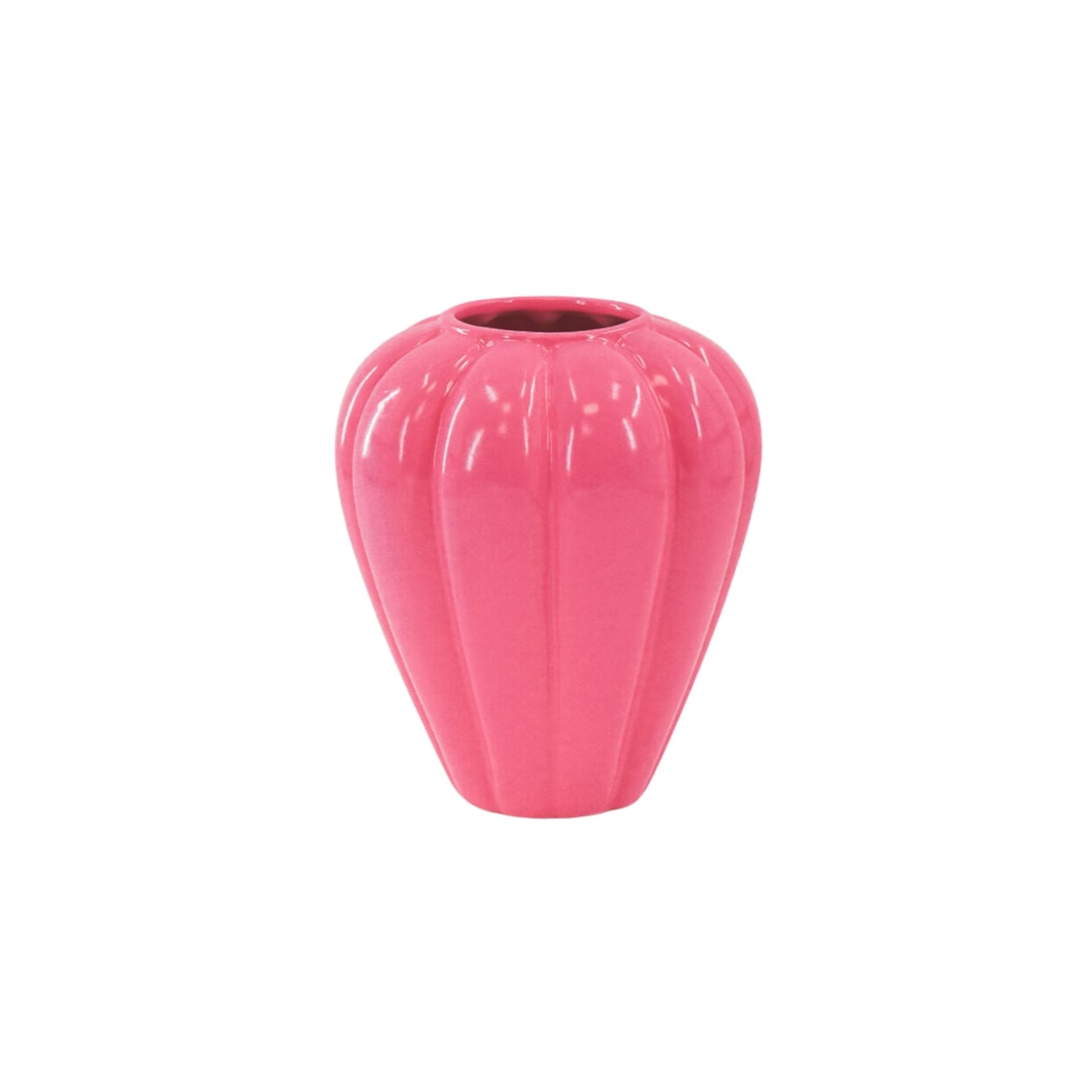 Bloemenvaas - Swirl Vaas- Keramiek - Fluor Roze - 20x20x21,5 cm