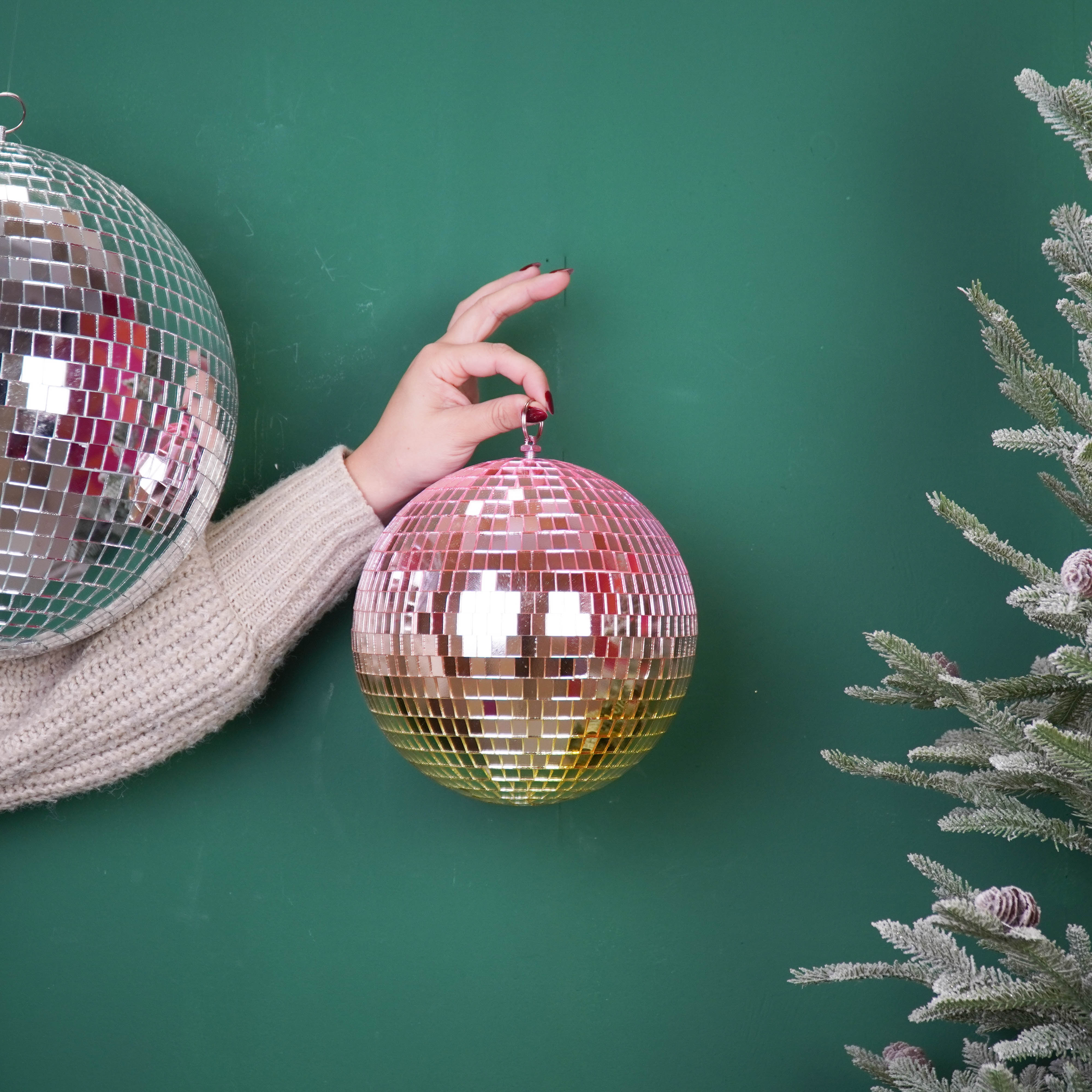 Kerstversiering -  Kersthanger - Discobal - Foam - Roze/Goud - 20x20x20cm