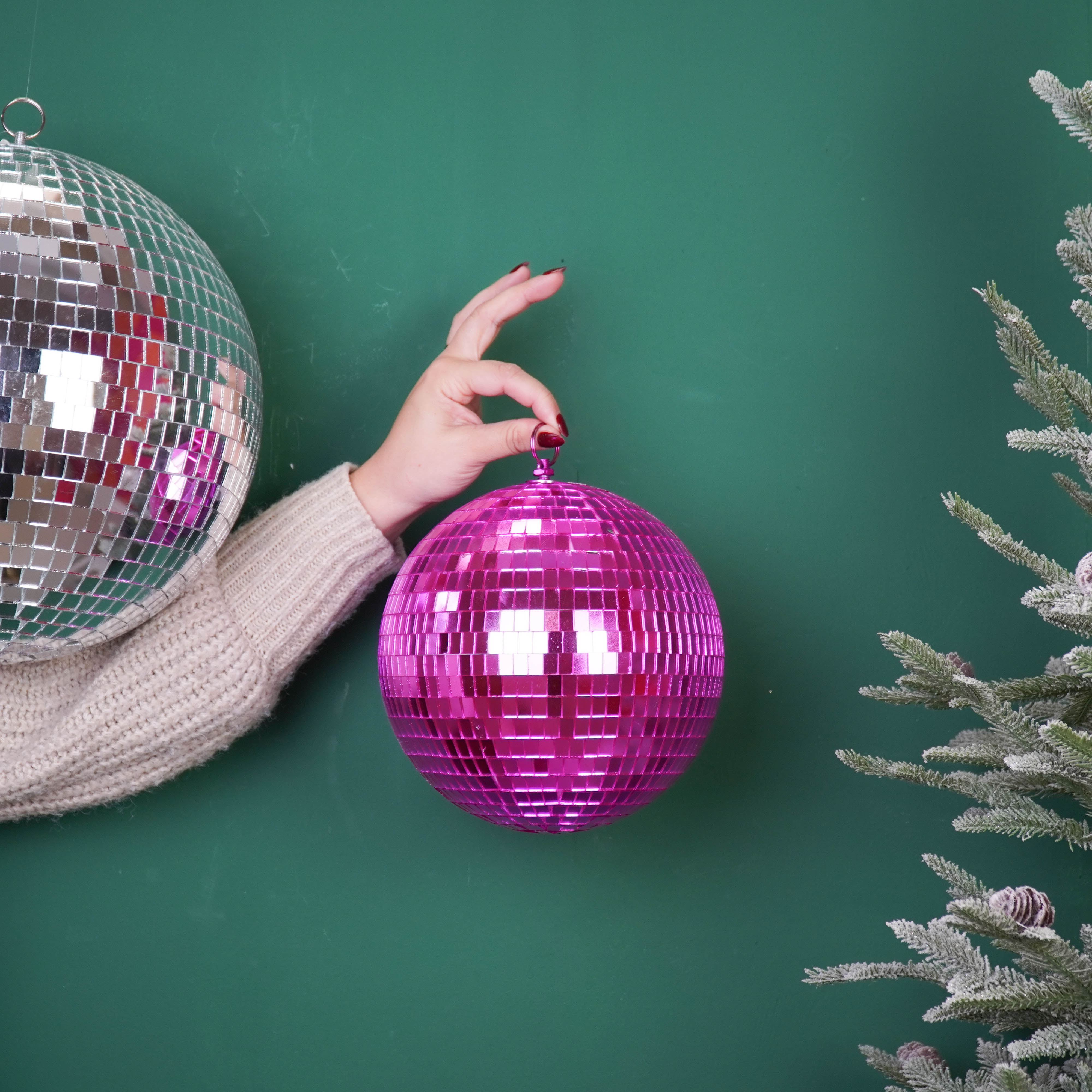 Kerstversiering -  Kersthanger - Discobal - Foam - Roze - 20x20x20cm