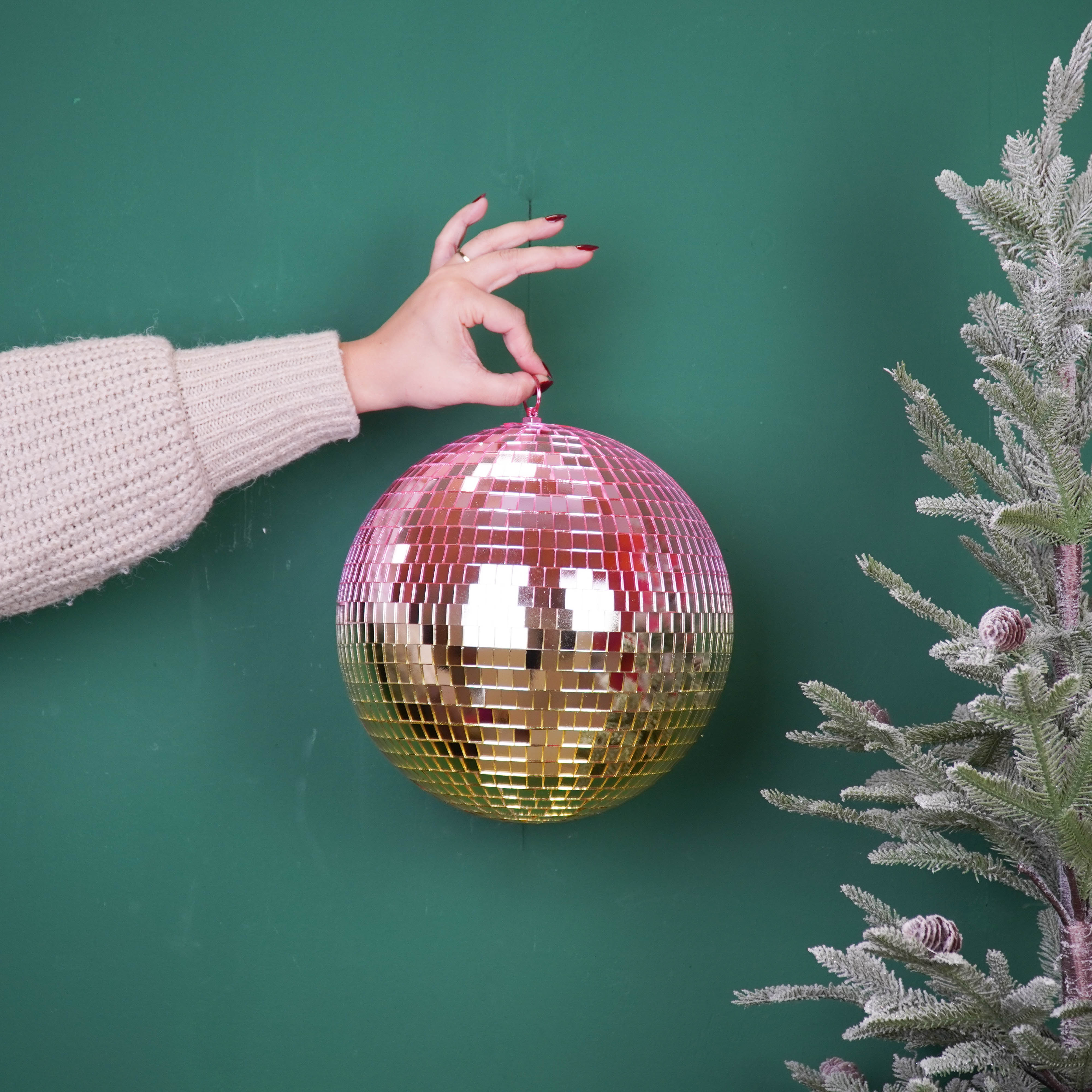 Kerstversiering -  Kersthanger - Discobal - Foam - Roze/Goud - 25x25x25cm