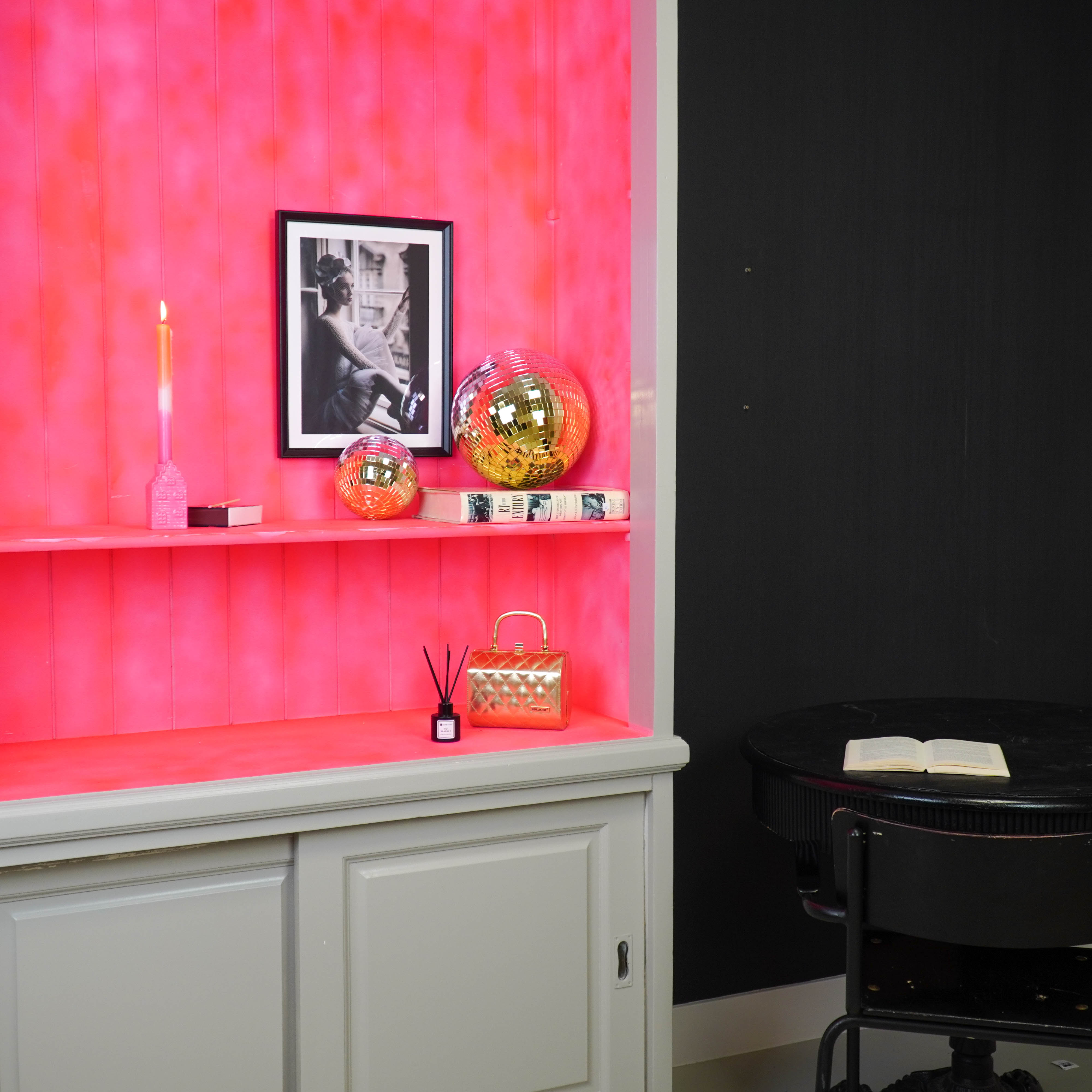 Kerstversiering -  Kersthanger - Discobal - Foam - Roze/Goud - 25x25x25cm