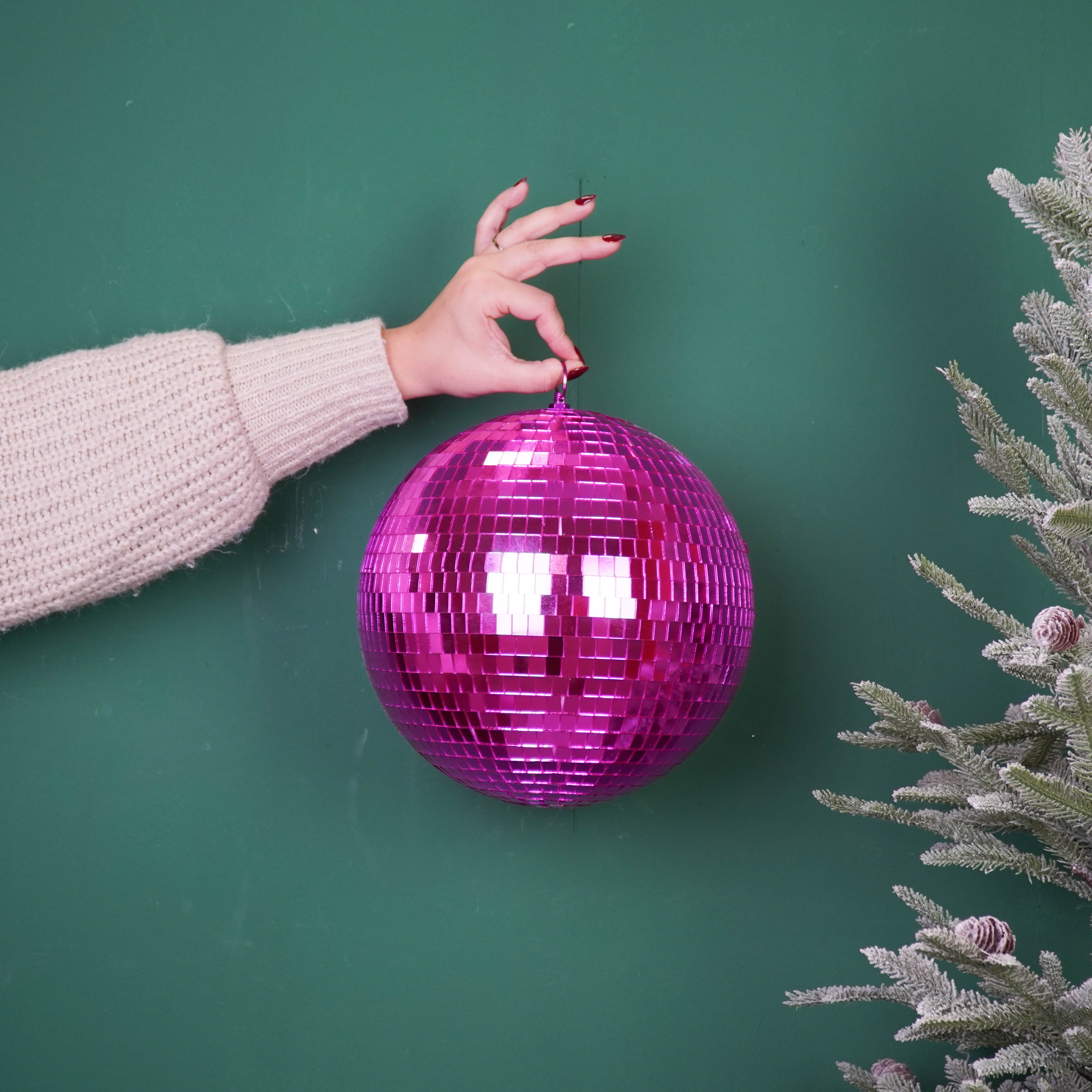 Kerstversiering -  Kersthanger - Discobal - Foam - Roze - 25x25x25cm