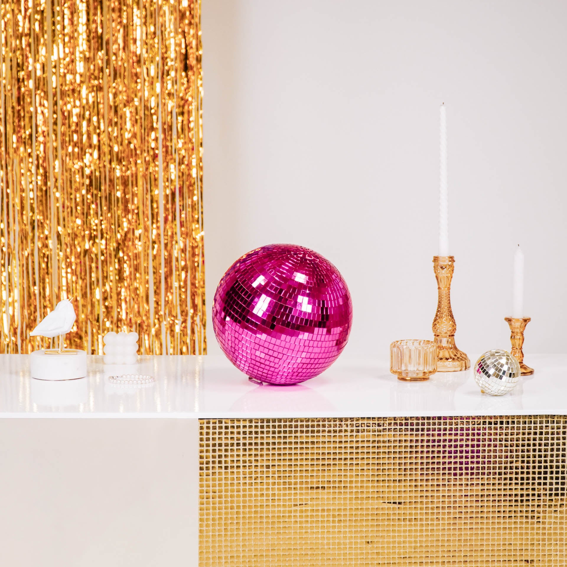 Kerstversiering -  Kersthanger - Discobal - Foam - Roze - 25x25x25cm