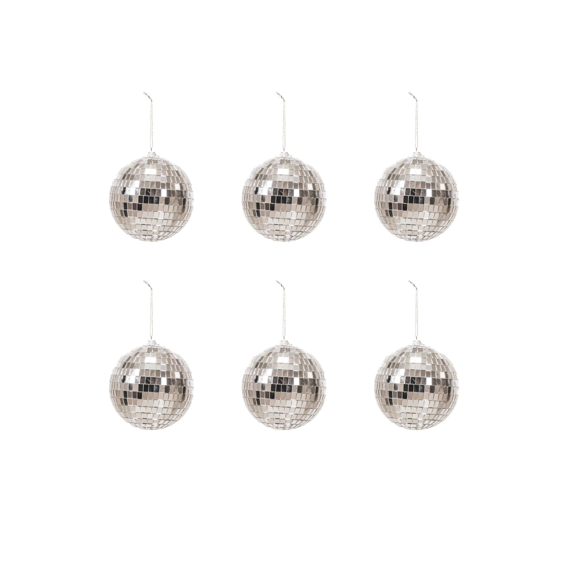 Kerstversiering -  Kersthanger - Discobal - Foam - Set van 6 - Zilver - 6x6x6cm