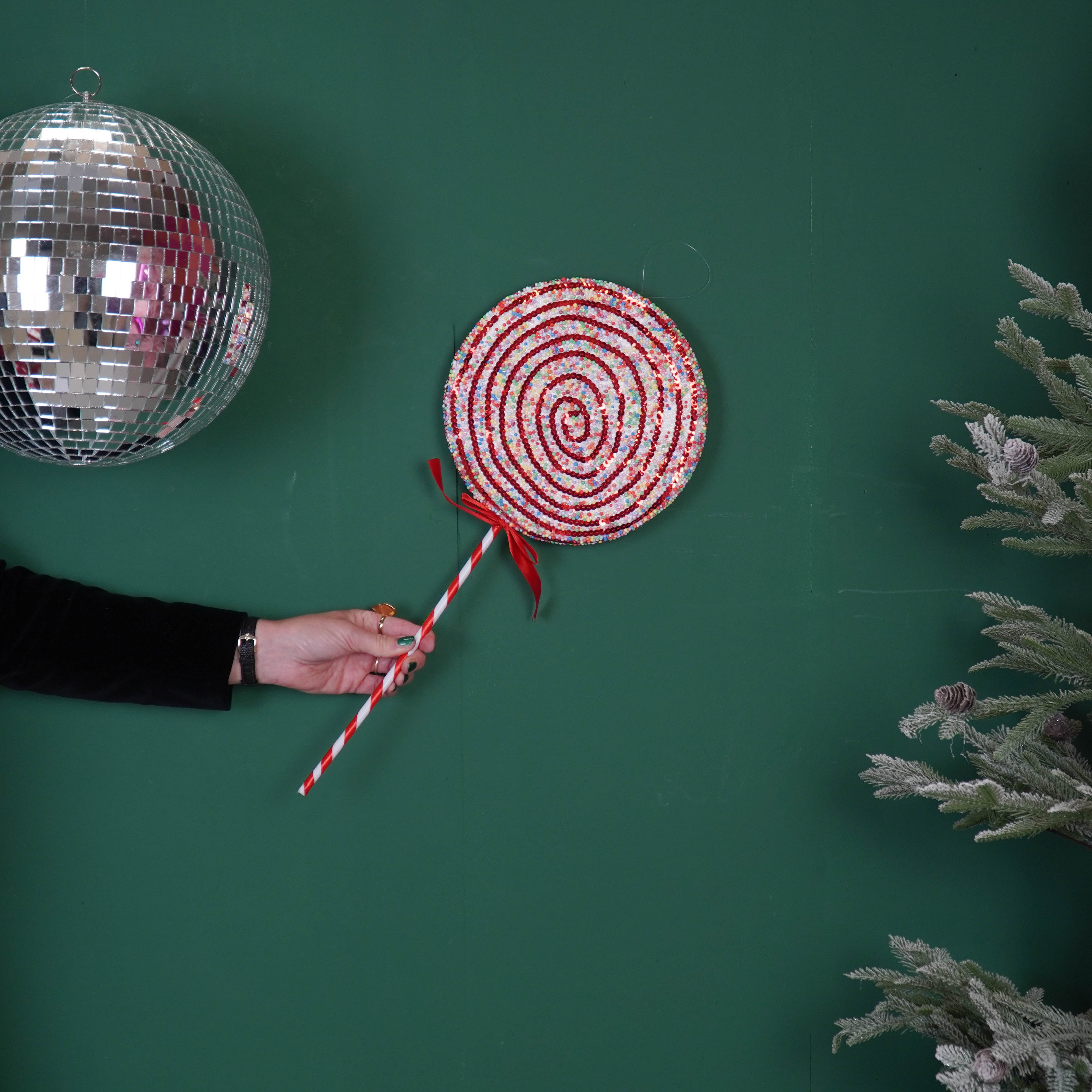 Kerstversiering - Lolly - Rood /Wit/ Swirl -  Foam -  15x35cm