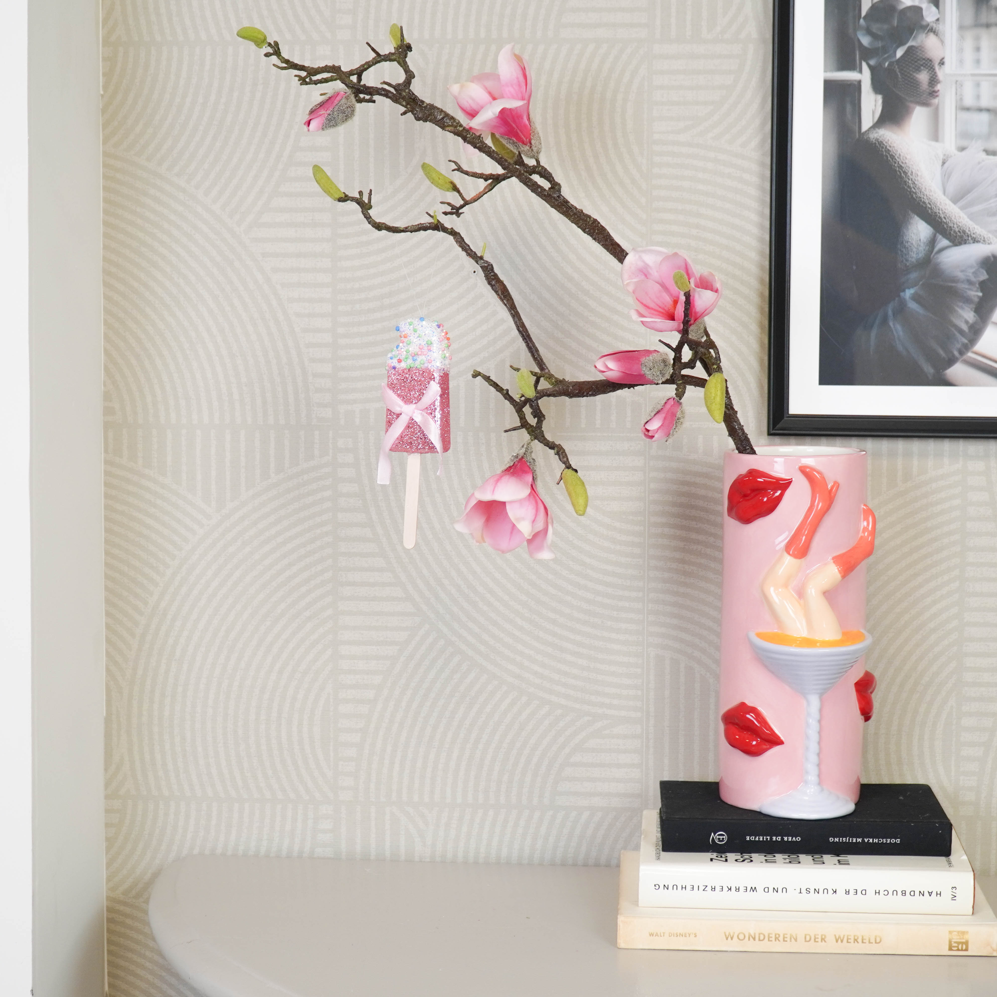 Kersthangers - Waterijsjes met Discobal Dip  -  Roze -  6,5x2x16cm