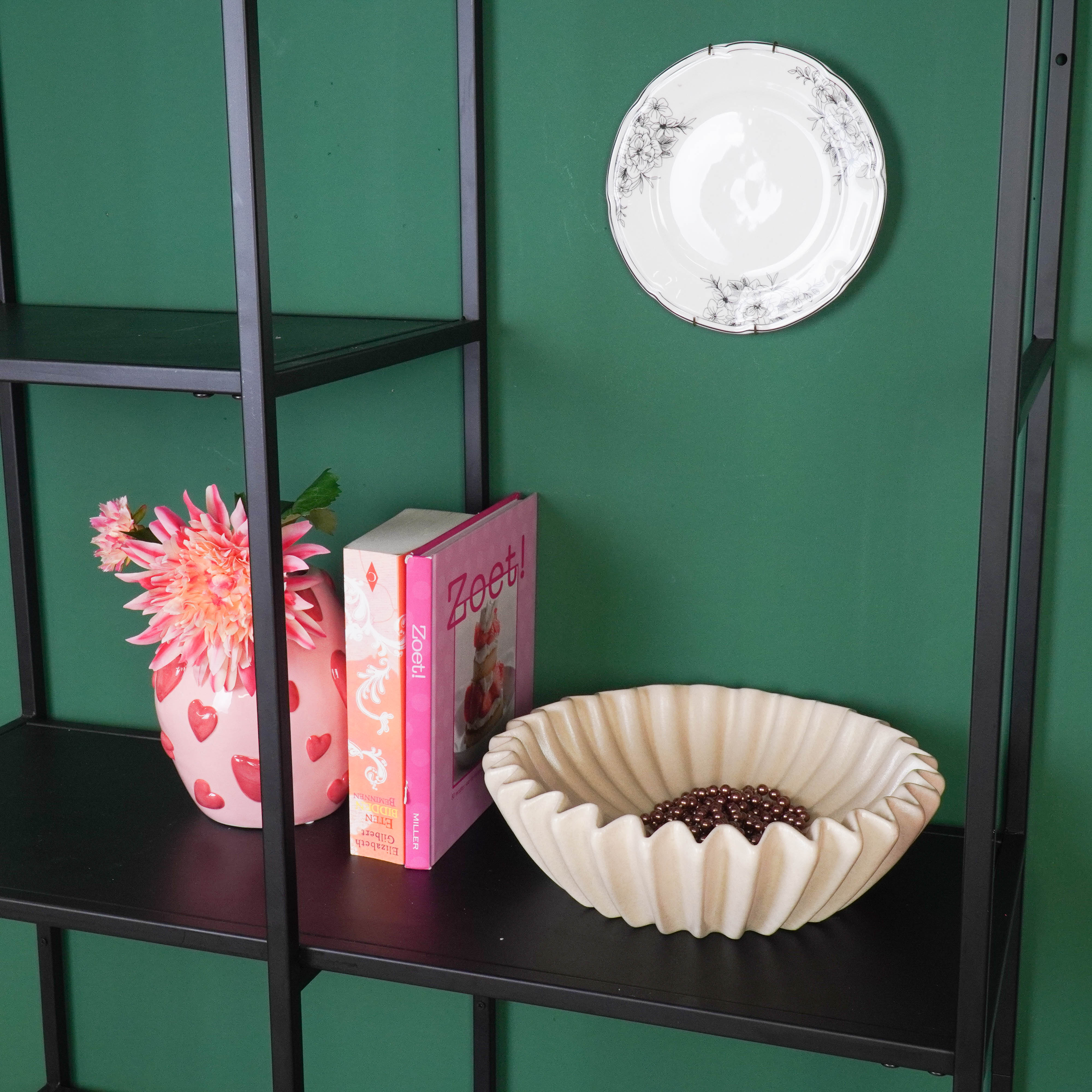 Schaal-  Plissé Schaal- Keramiek- Zand 29,5x29,5x9cm