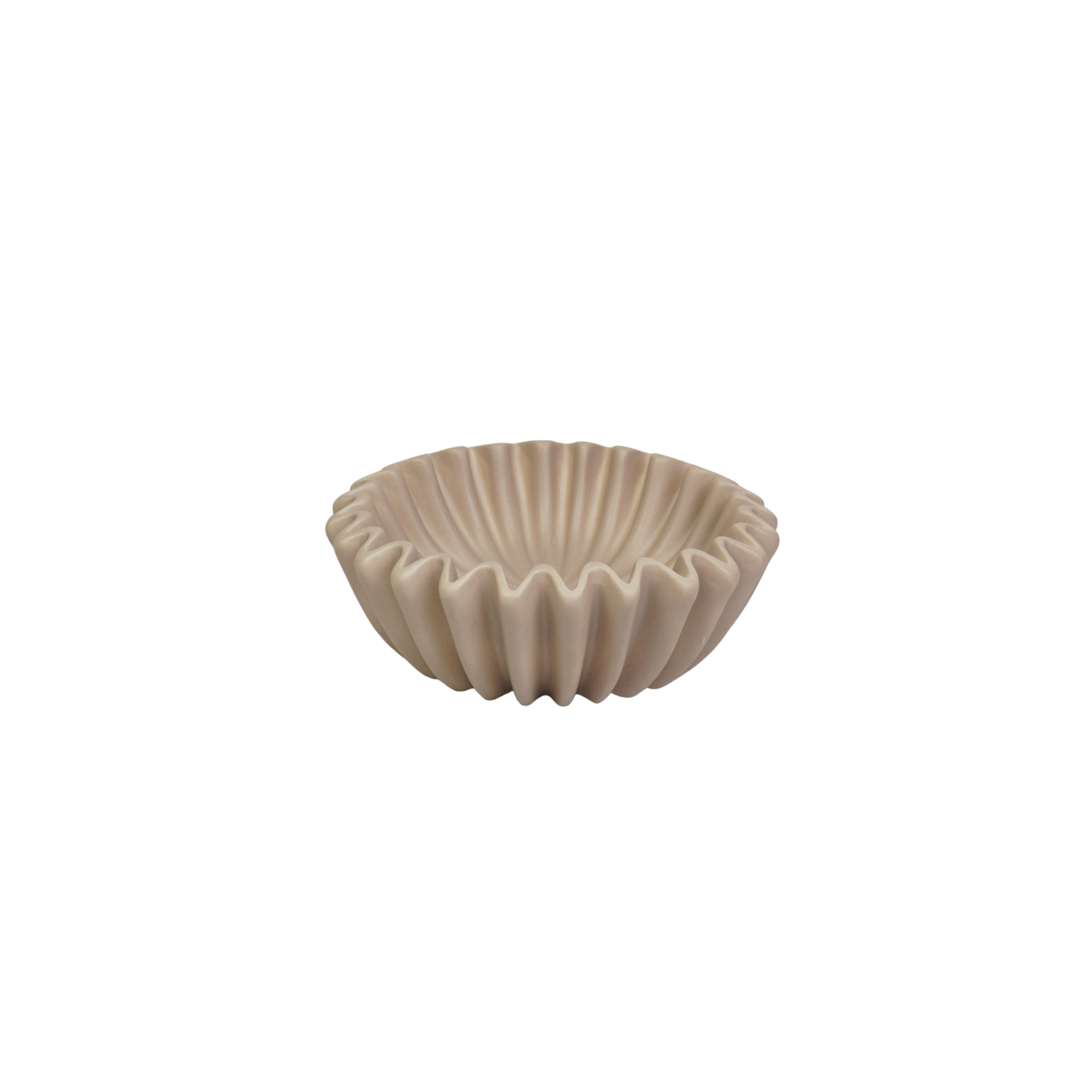 Schaal-  Plissé Schaal- Keramiek- Taupe- 20x20x7 cm