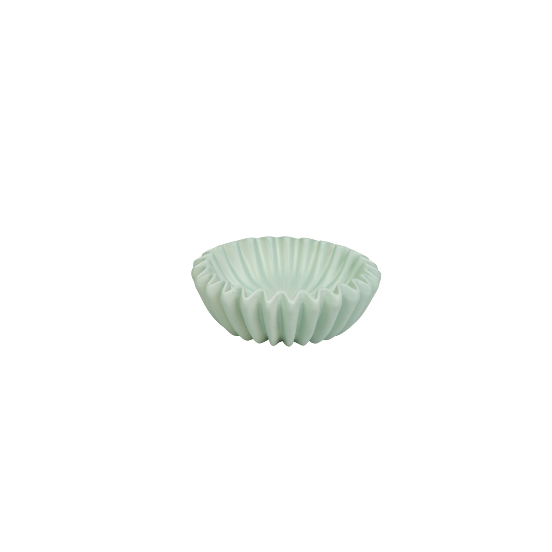 Schaal- Plissé Schaal- Keramiek- Mint- 15x15x4,5 cm
