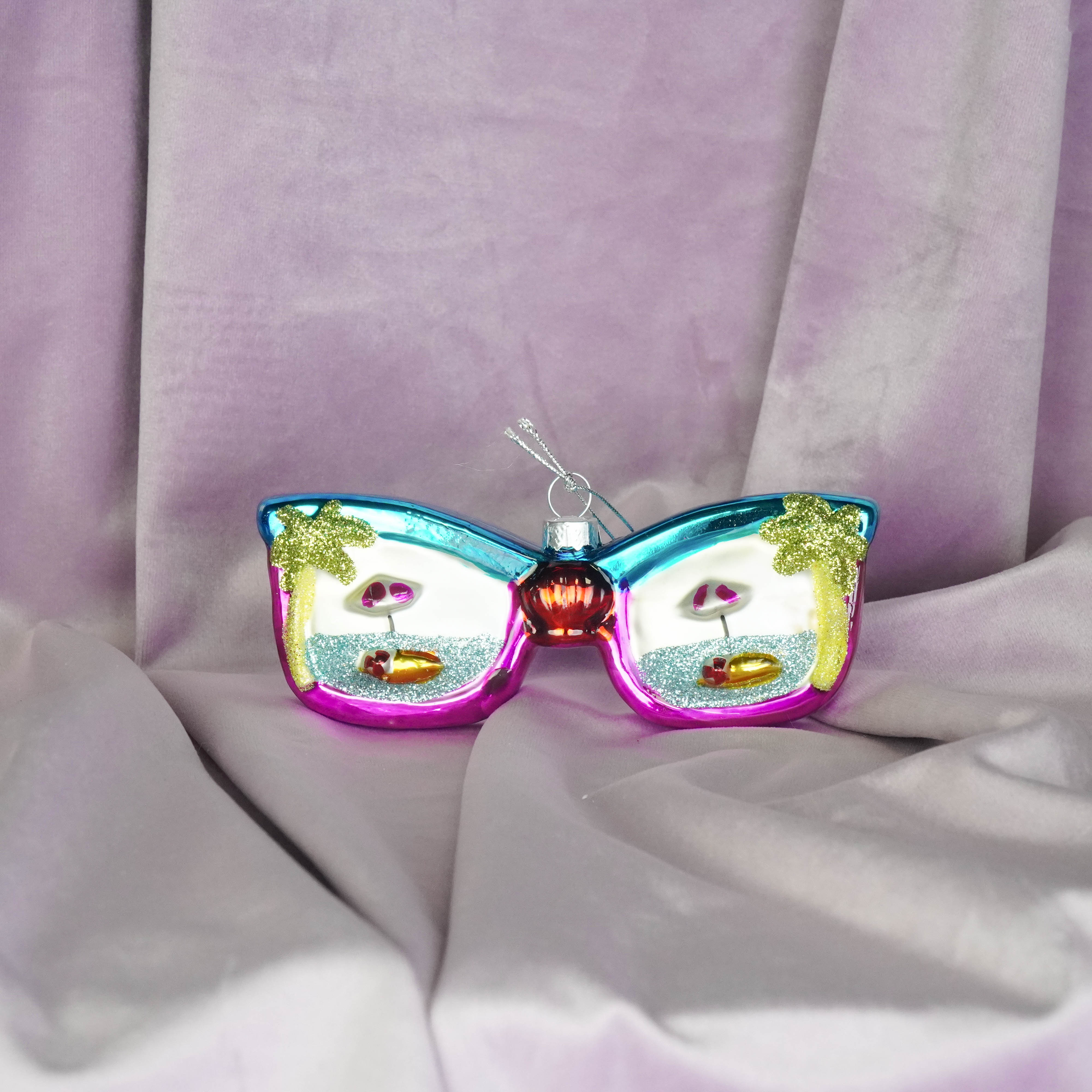 Kerstversiering - Kersthanger - Discobal Zonnebril  - Multi kleur - Glas - 13,5x2x4cm