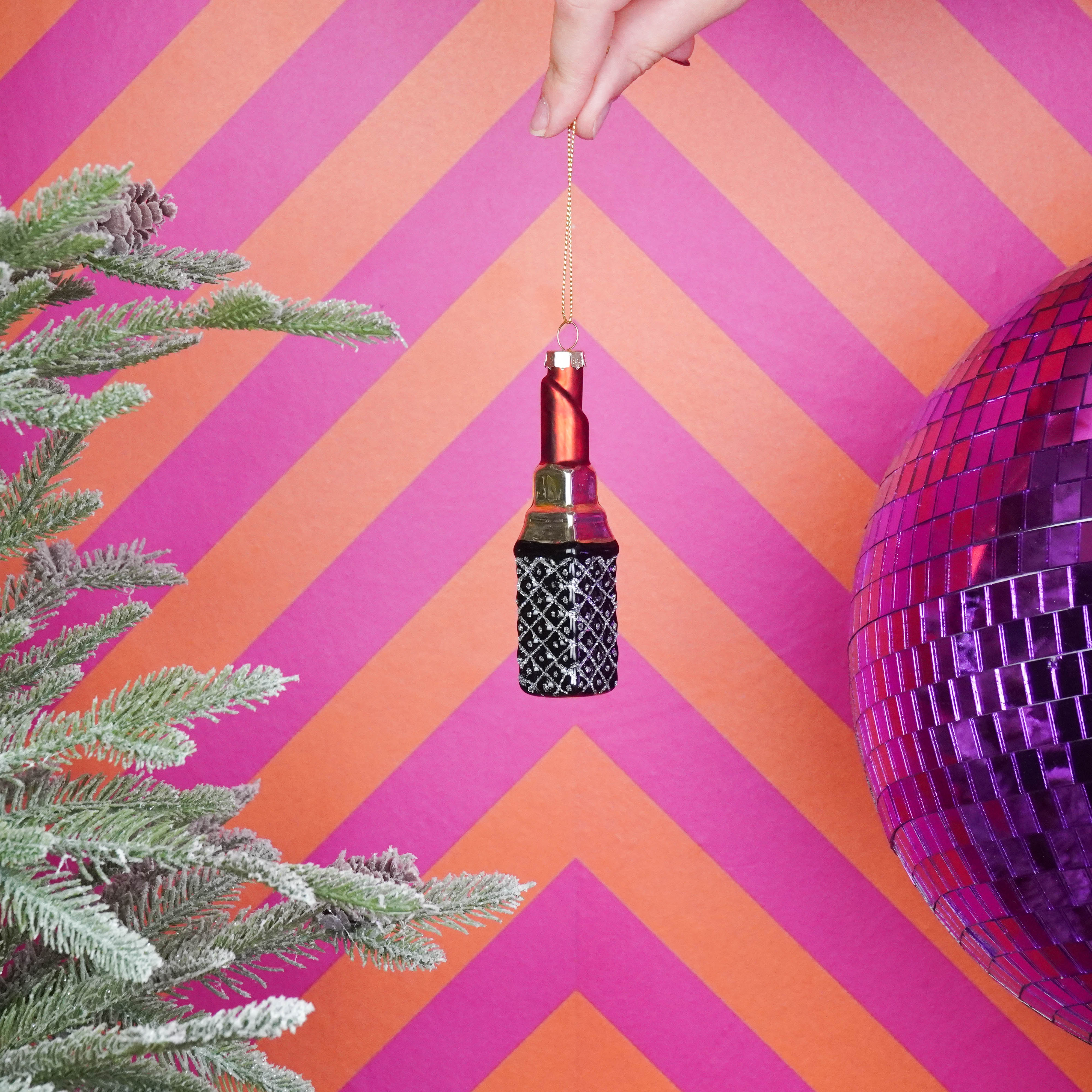 Kerstversiering -  Kersthanger - Rode Lippenstift  - Glas - 3x3x11cm