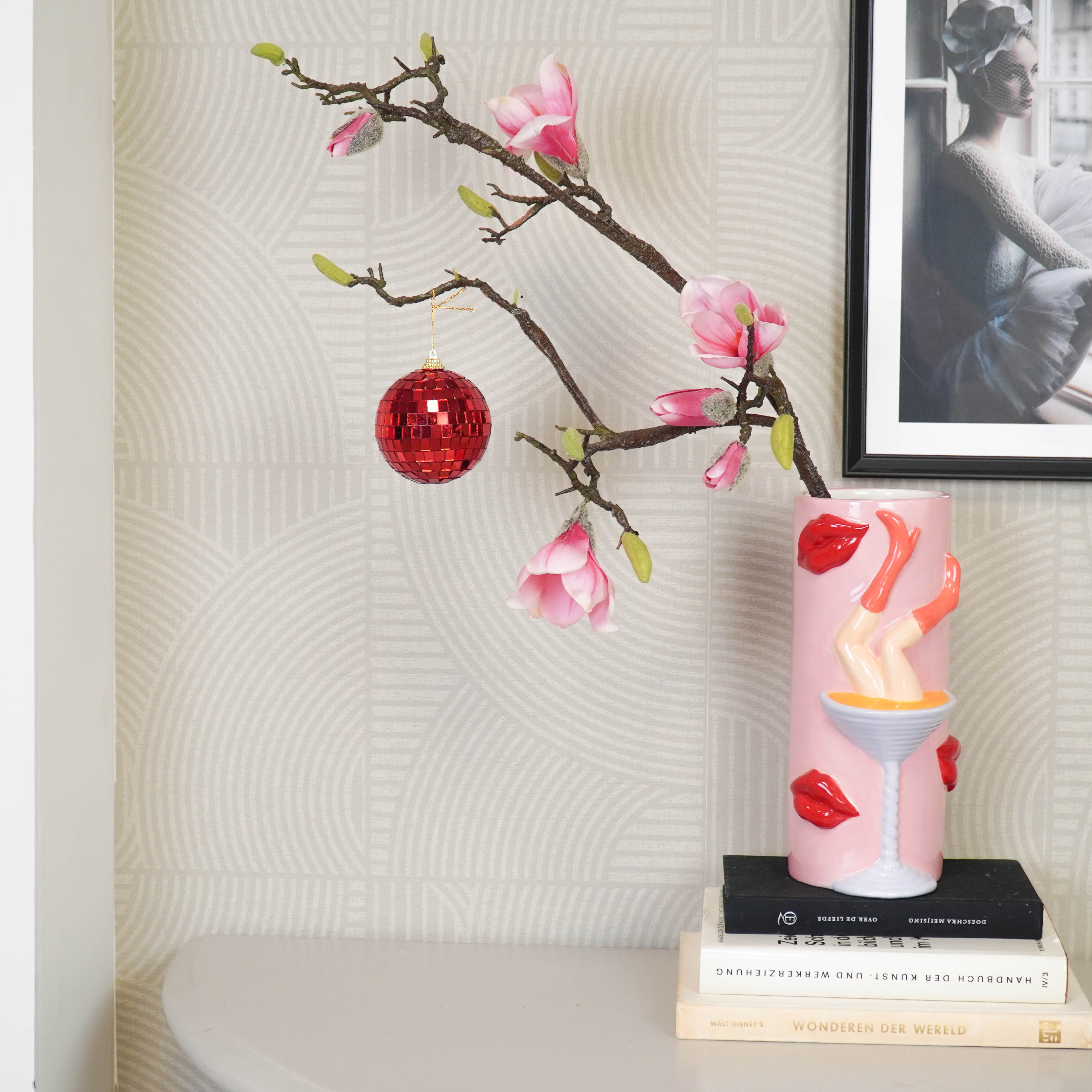 Kerstversiering -  Kersthanger - Discobal - Foam - Rood - 8x8x8cm