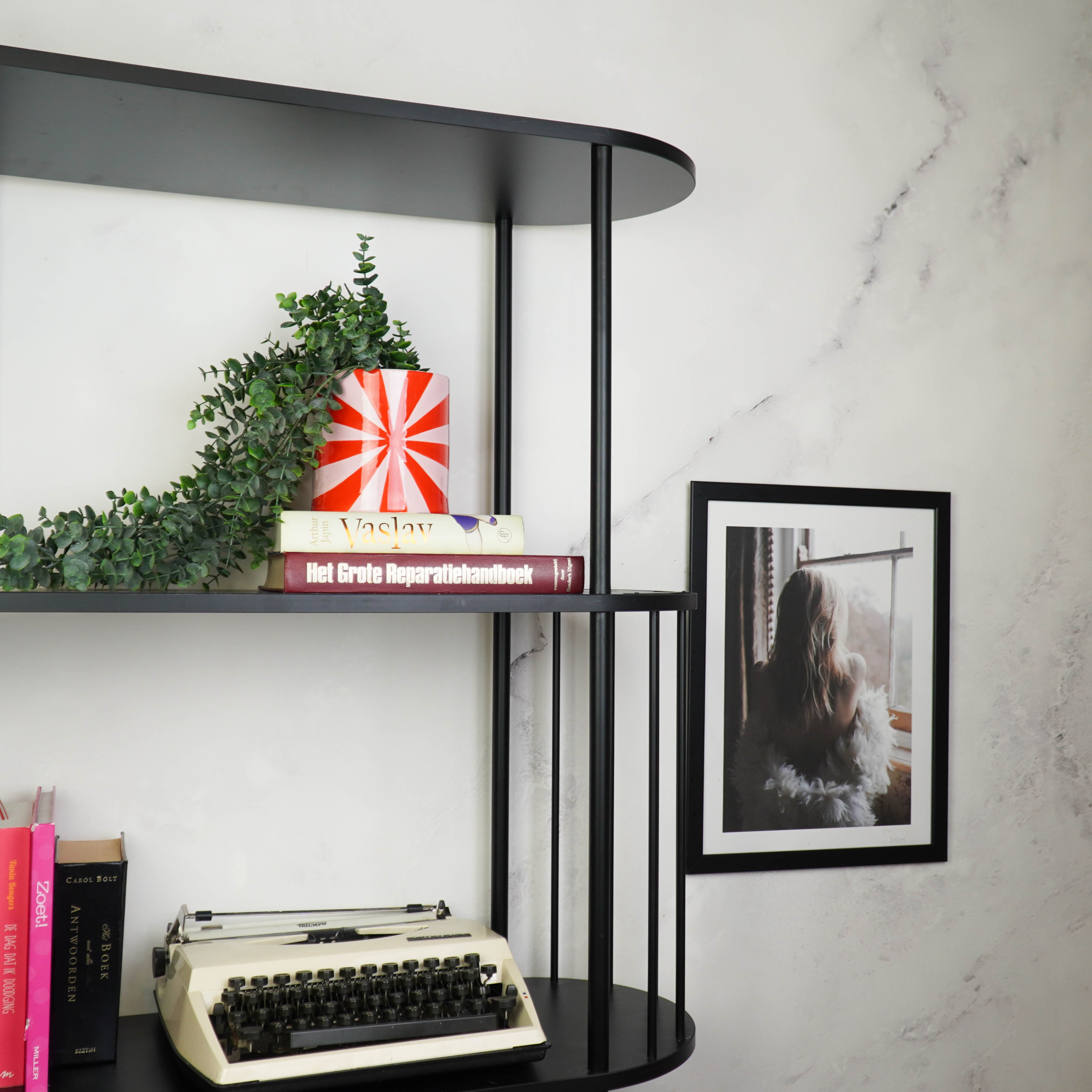 Pot - Planten Pot Swirl - Dolomiet - Rood/ Roze - 12.5x12.5x13 cm