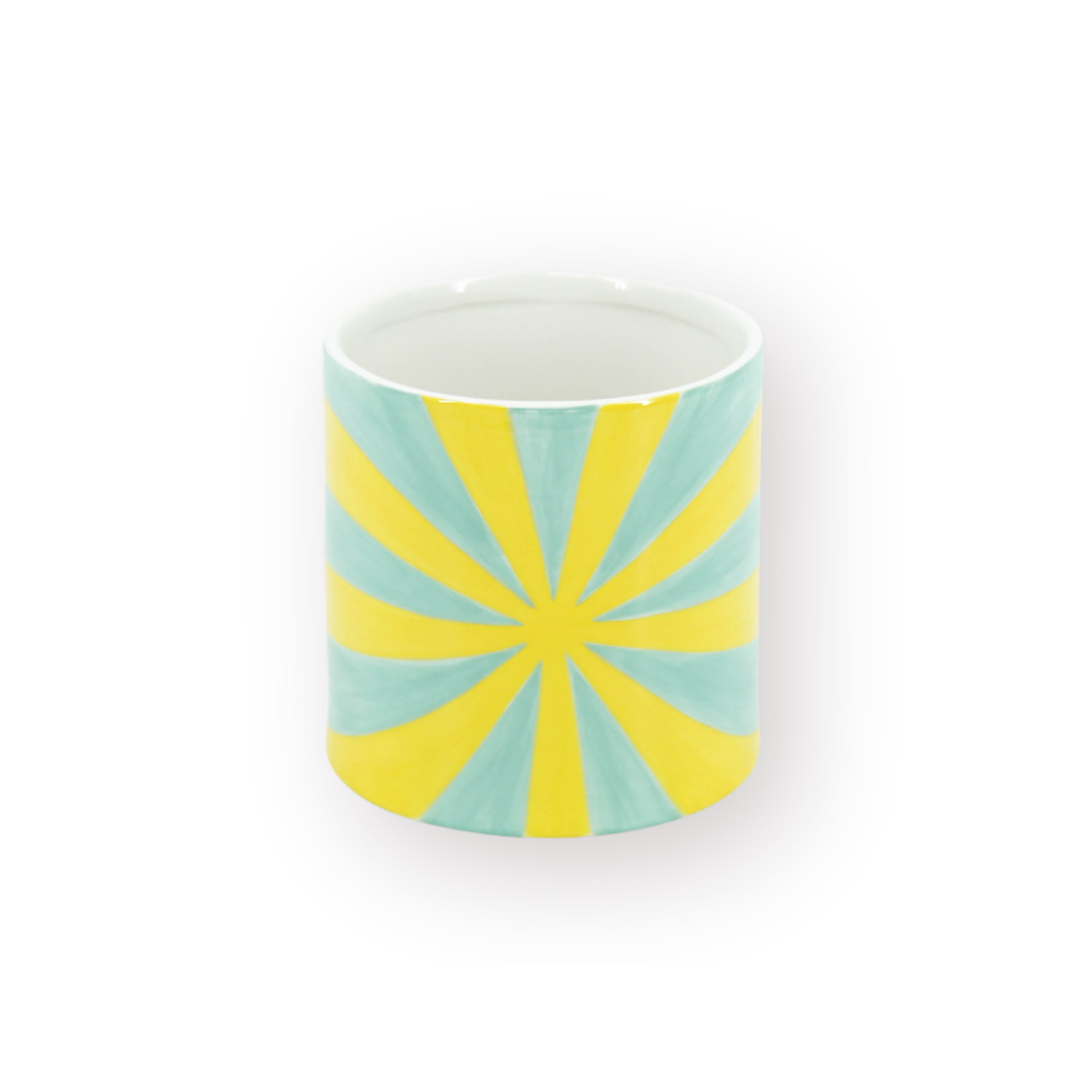 Pot - Planten Pot Swirl - Dolomiet - Geel/ Groen - 12.5x12.5x13cm