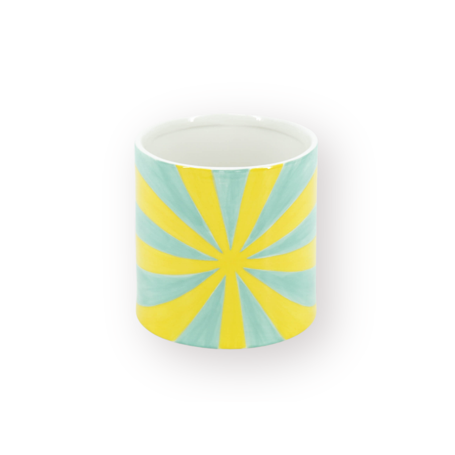 Pot - Planten Pot Swirl - Dolomiet - Geel/ Groen - 12.5x12.5x13cm